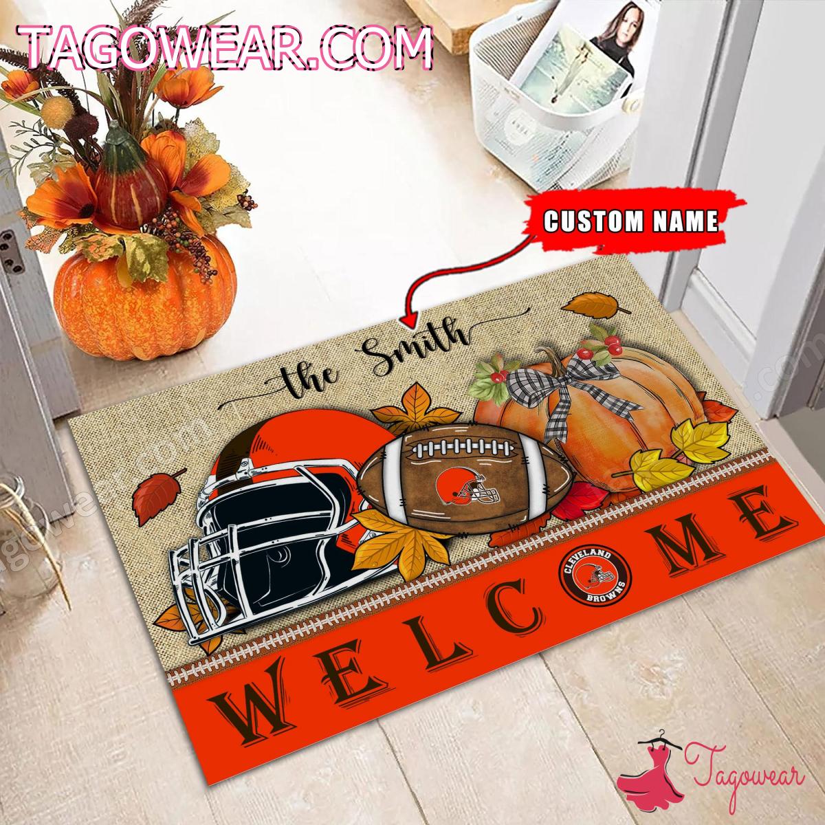 Cleveland Browns Fall Welcome Personalized Doormat a