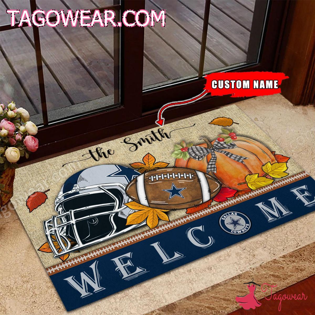 Dallas Cowboys Fall Welcome Personalized Doormat