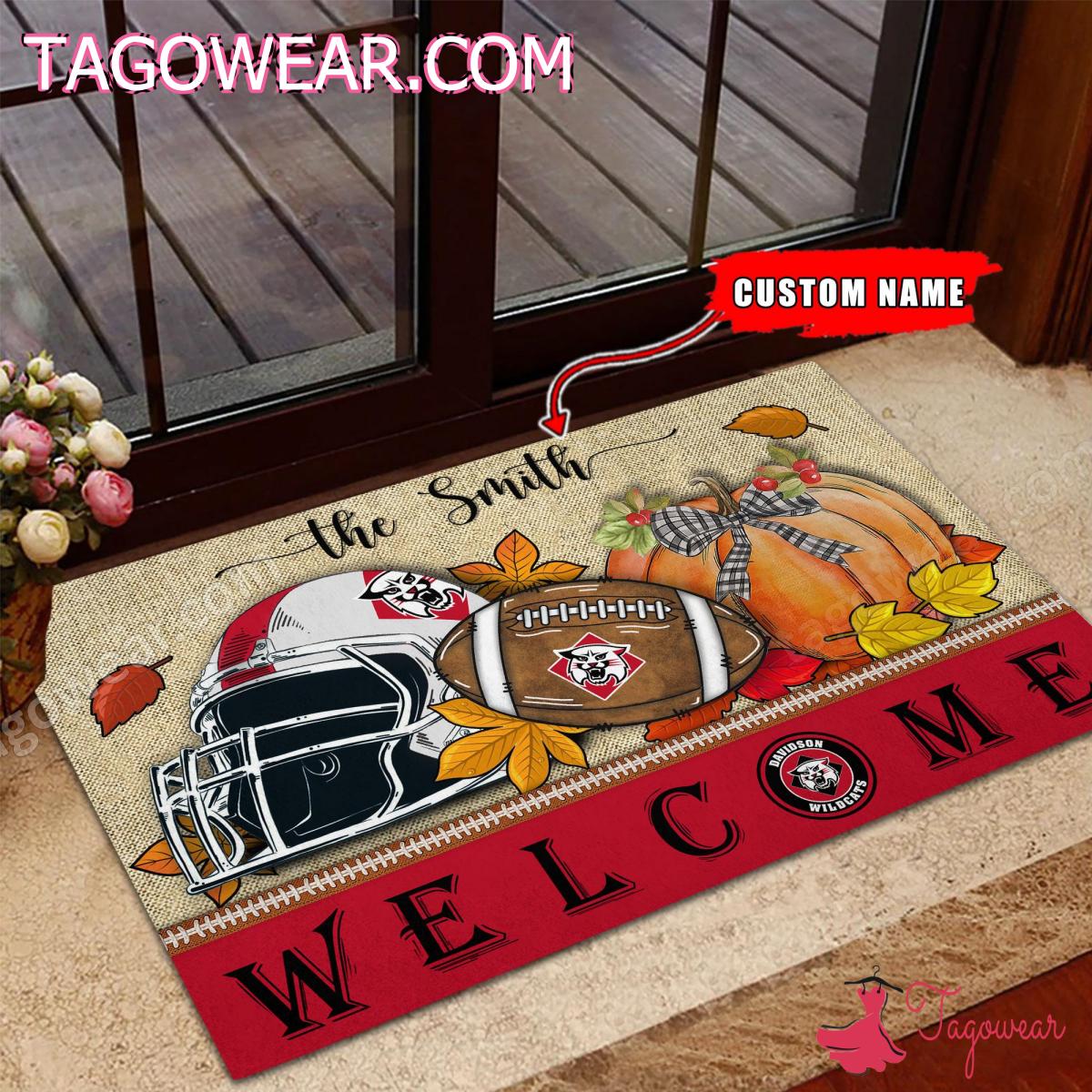 Davidson Wildcats Fall Welcome Personalized Doormat