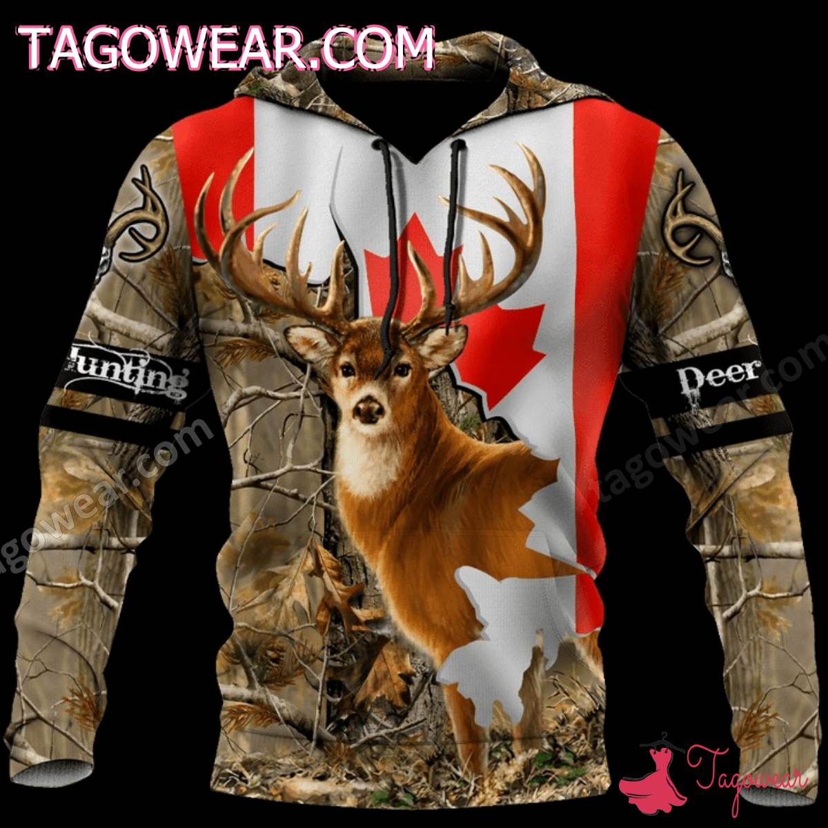 Deer Hunting Canada Flag T-shirt, Hoodie a