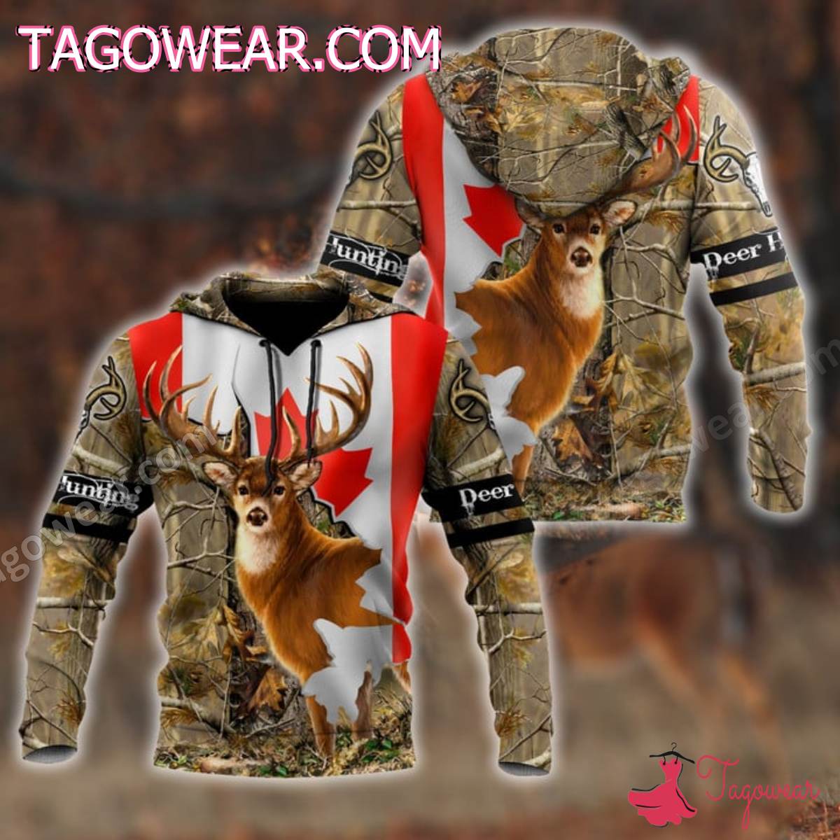 Deer Hunting Canada Flag T-shirt, Hoodie