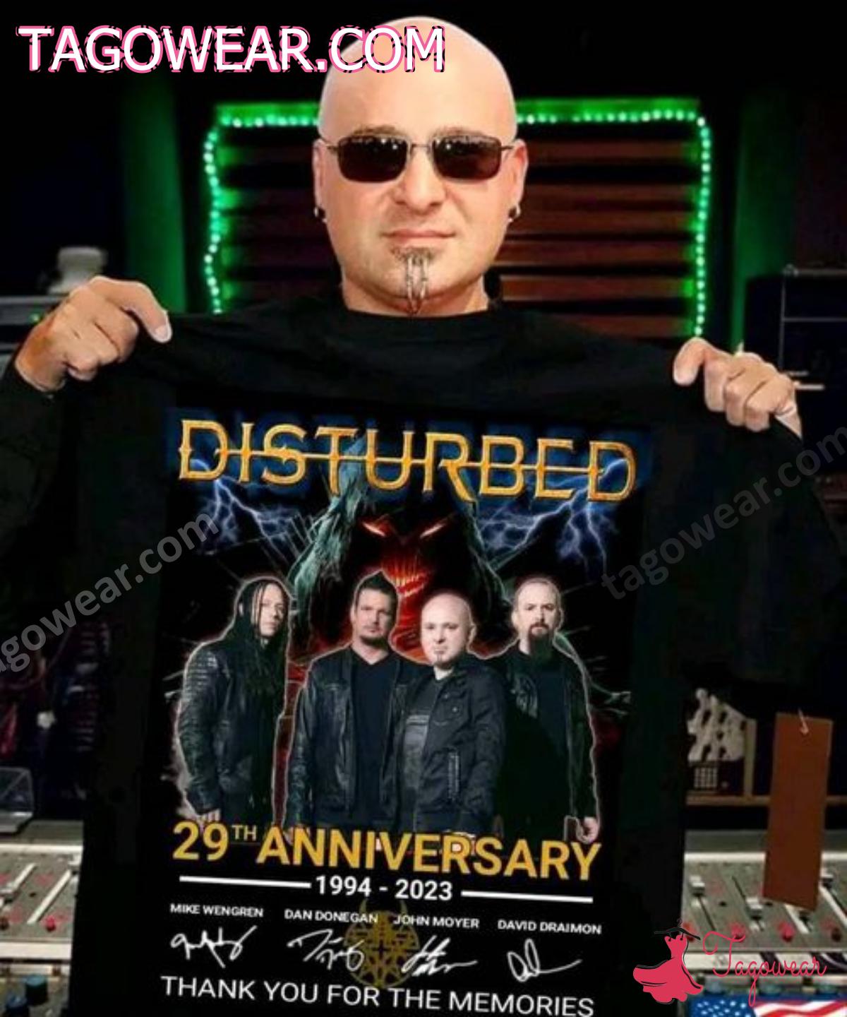 Disturbed 29th Anniversary 1994-2023 Signatures Thank You For The Memories Shirt, Hoodie