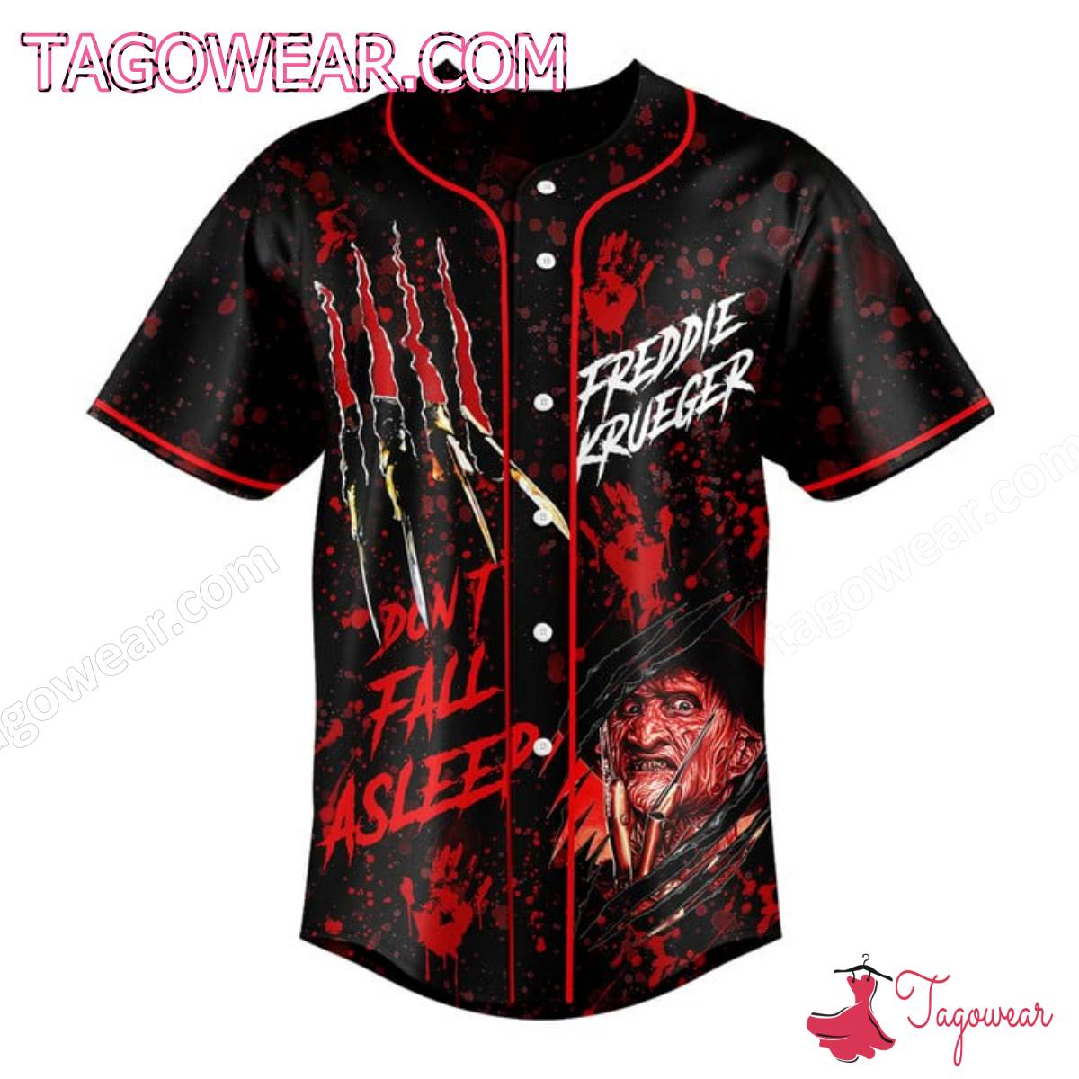 Freddy Krueger Don't Fall Asleep One Two Freddy's Coming For You Baseball Jersey a