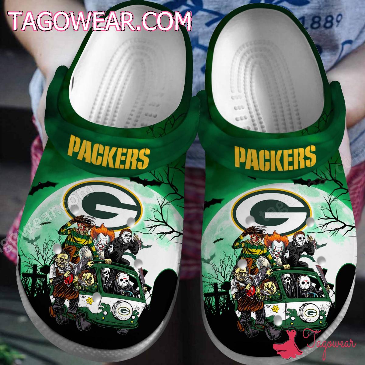 Green Bay Packers Horror Characters On Car Halloween Crocs Clogs