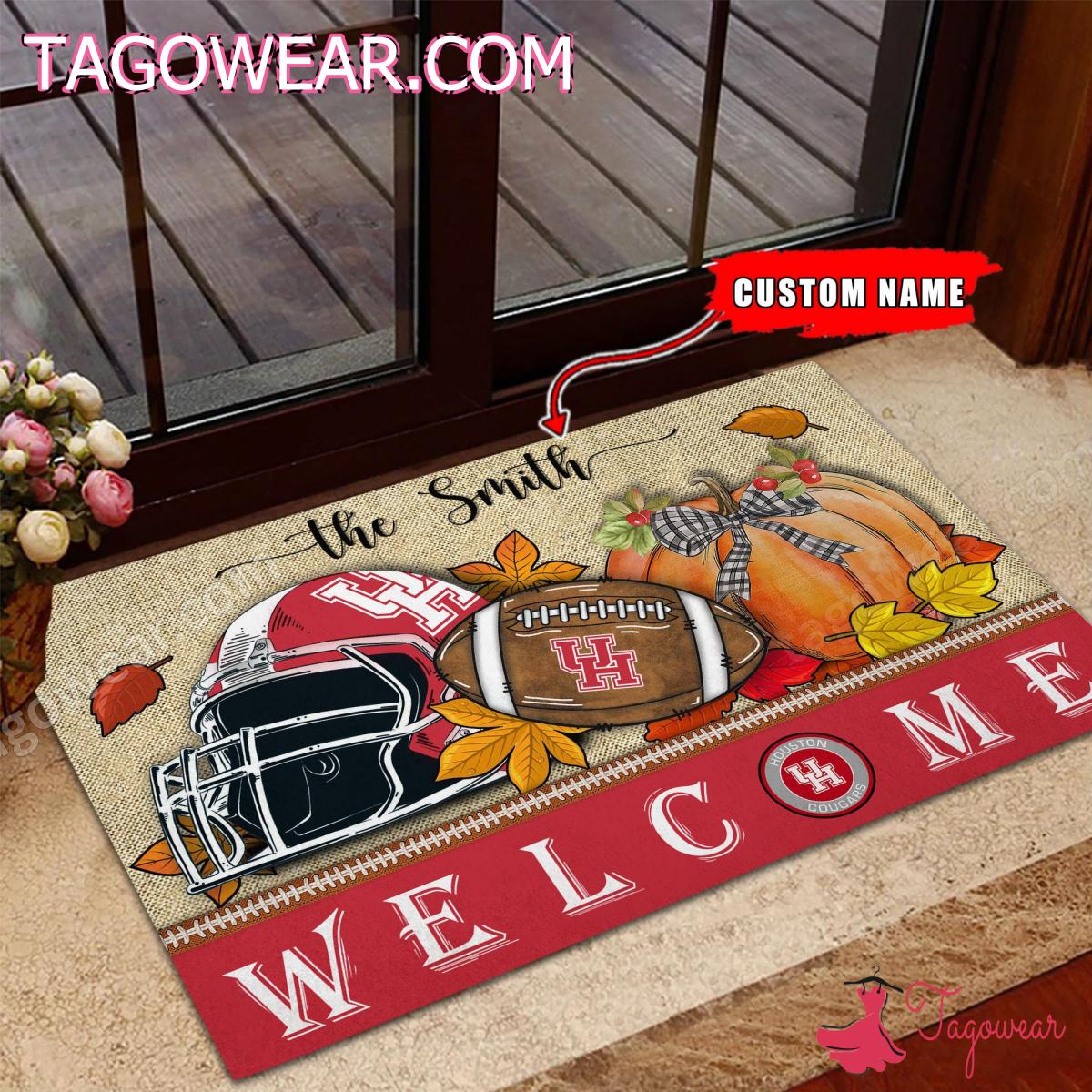 Houston Cougars Fall Welcome Personalized Doormat