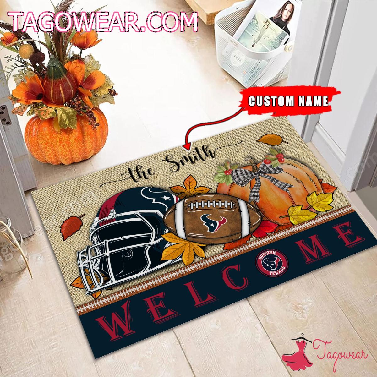 Houston Texans Fall Welcome Personalized Doormat a