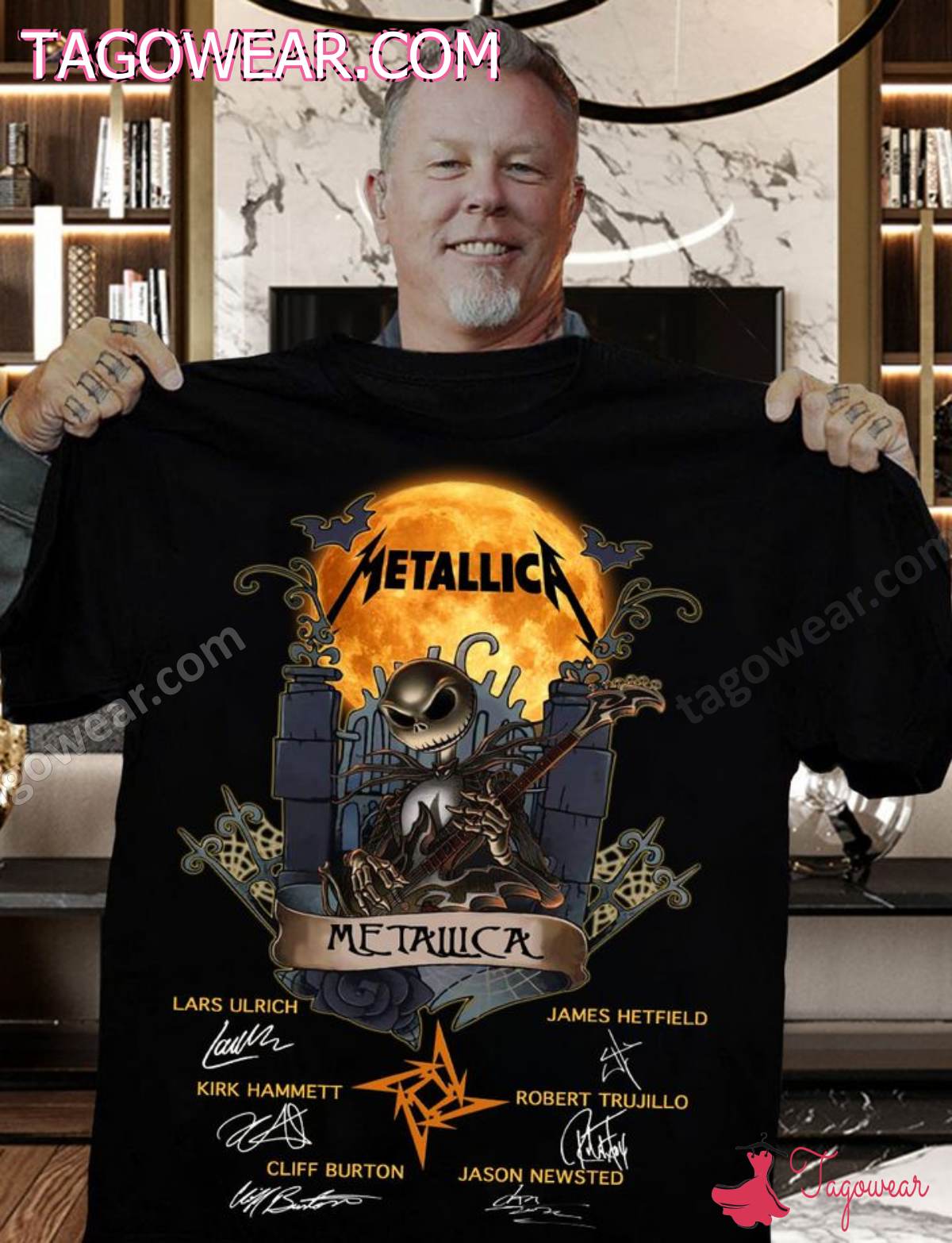 Jack Skellington Metallica Band Signatures Shirt