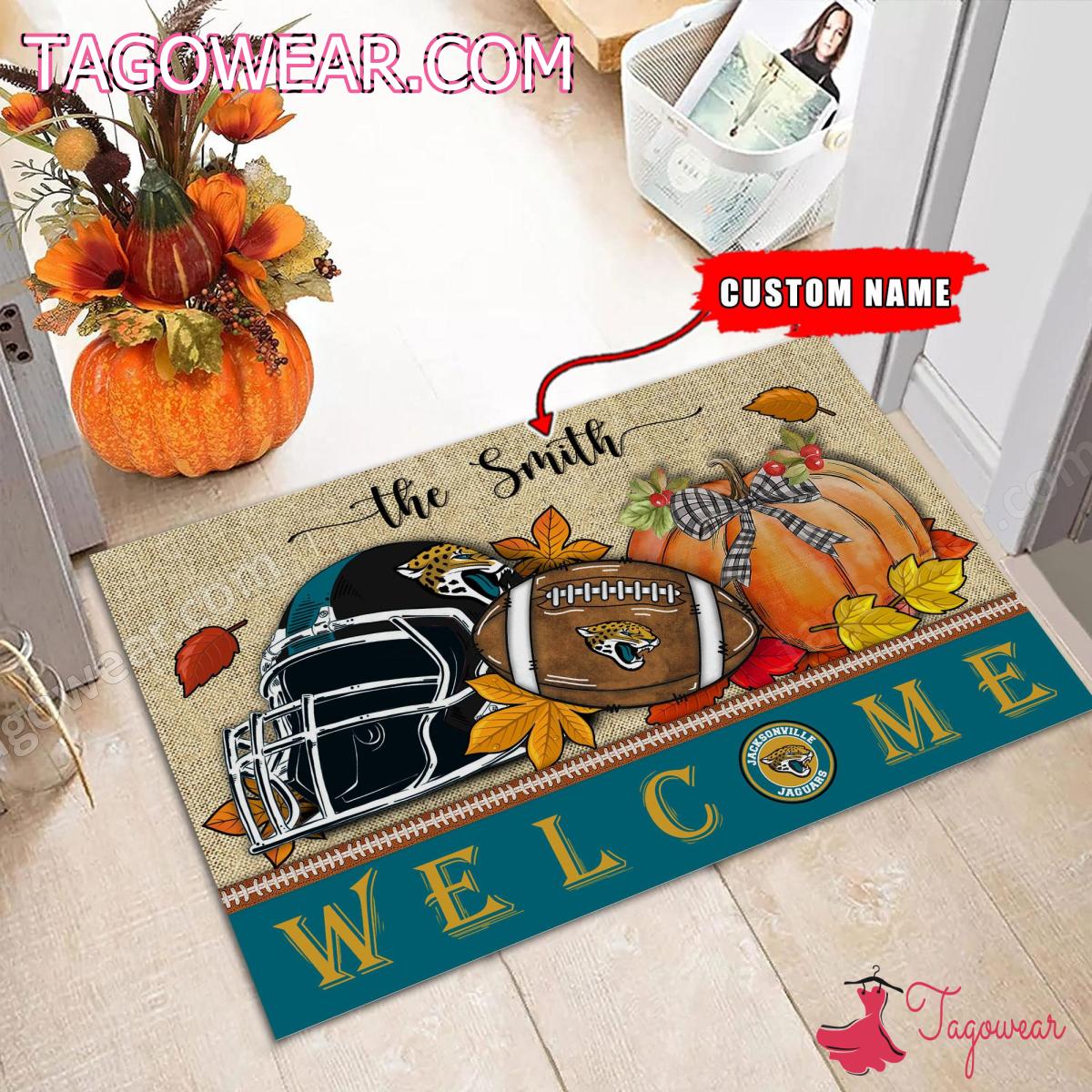 Jacksonville Jaguars Fall Welcome Personalized Doormat a