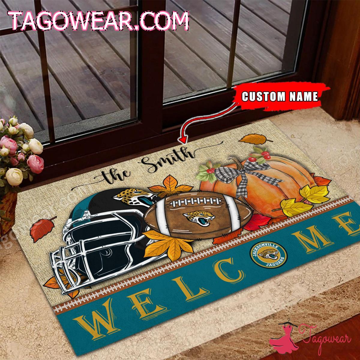Jacksonville Jaguars Fall Welcome Personalized Doormat