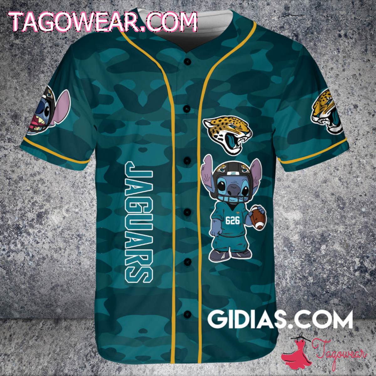 Jacksonville Jaguars Stitch Camouflage Personalized Baseball Jersey a