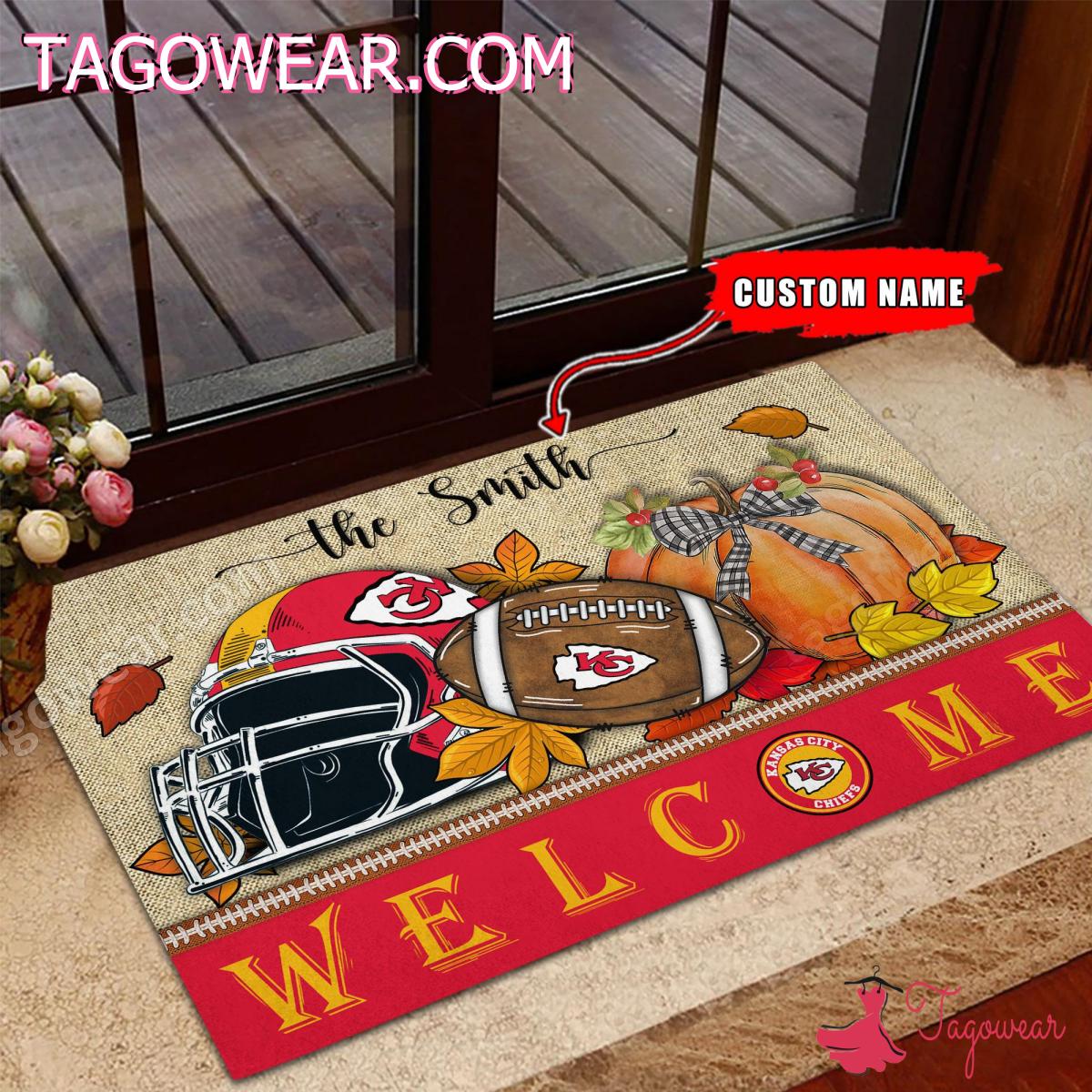 Kansas City Chiefs Fall Welcome Personalized Doormat