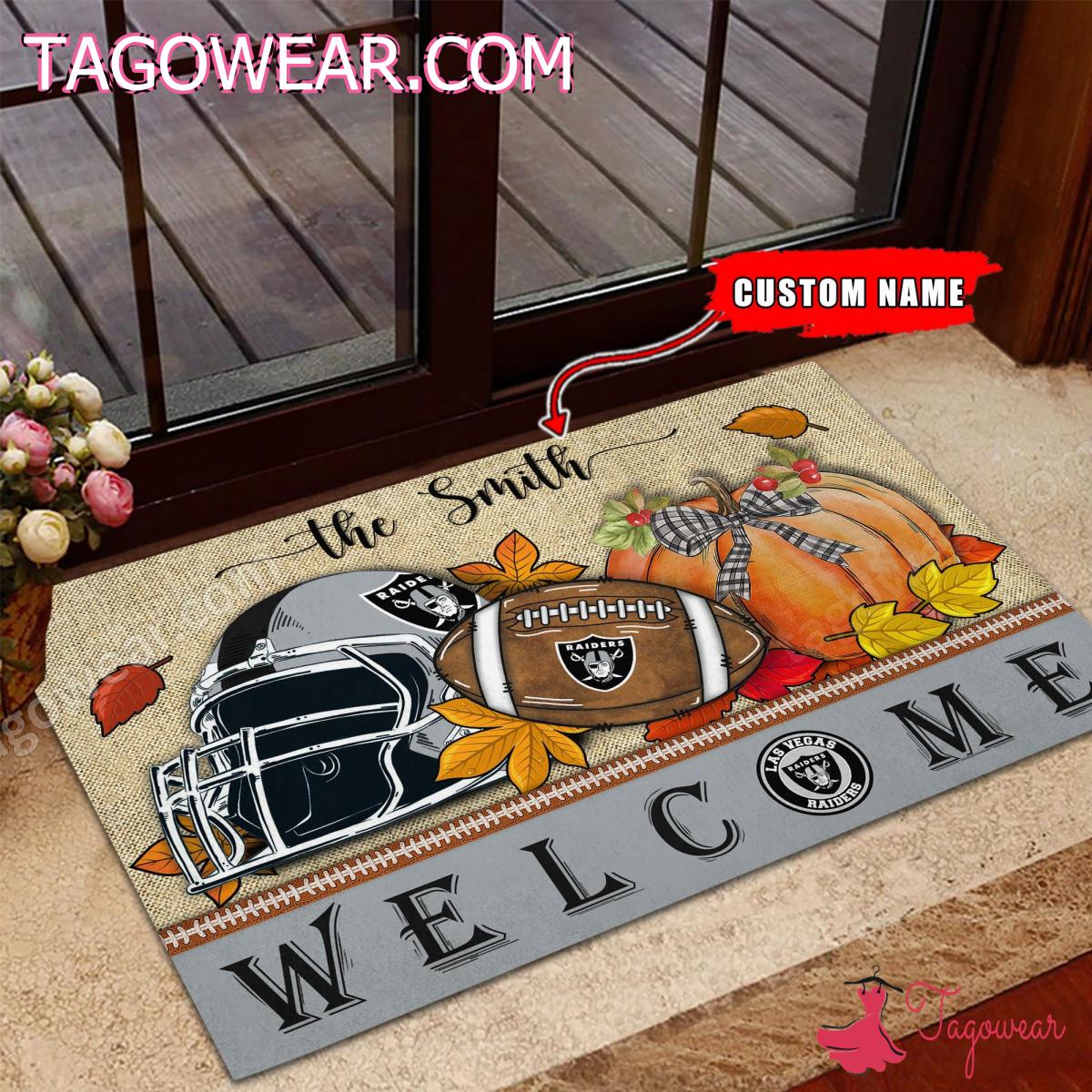 Las Vegas Raiders Fall Welcome Personalized Doormat