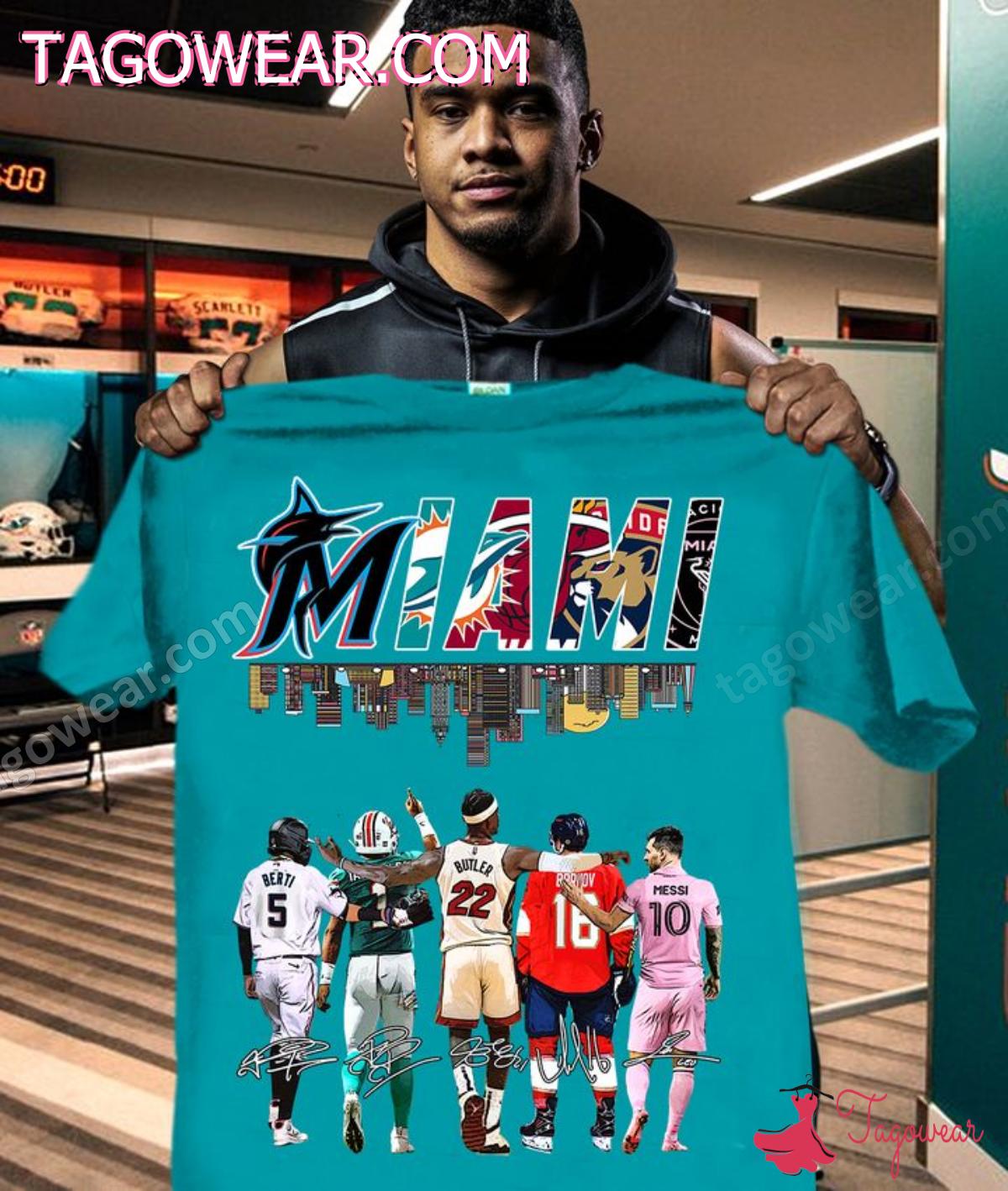 Miami Sport Teams Legend Players Signatures City Skyline Shirt, Sweatshirt