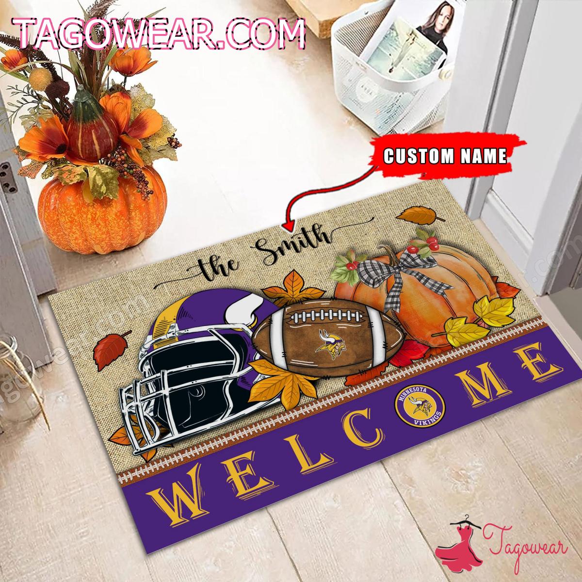Minnesota Vikings Fall Welcome Personalized Doormat a