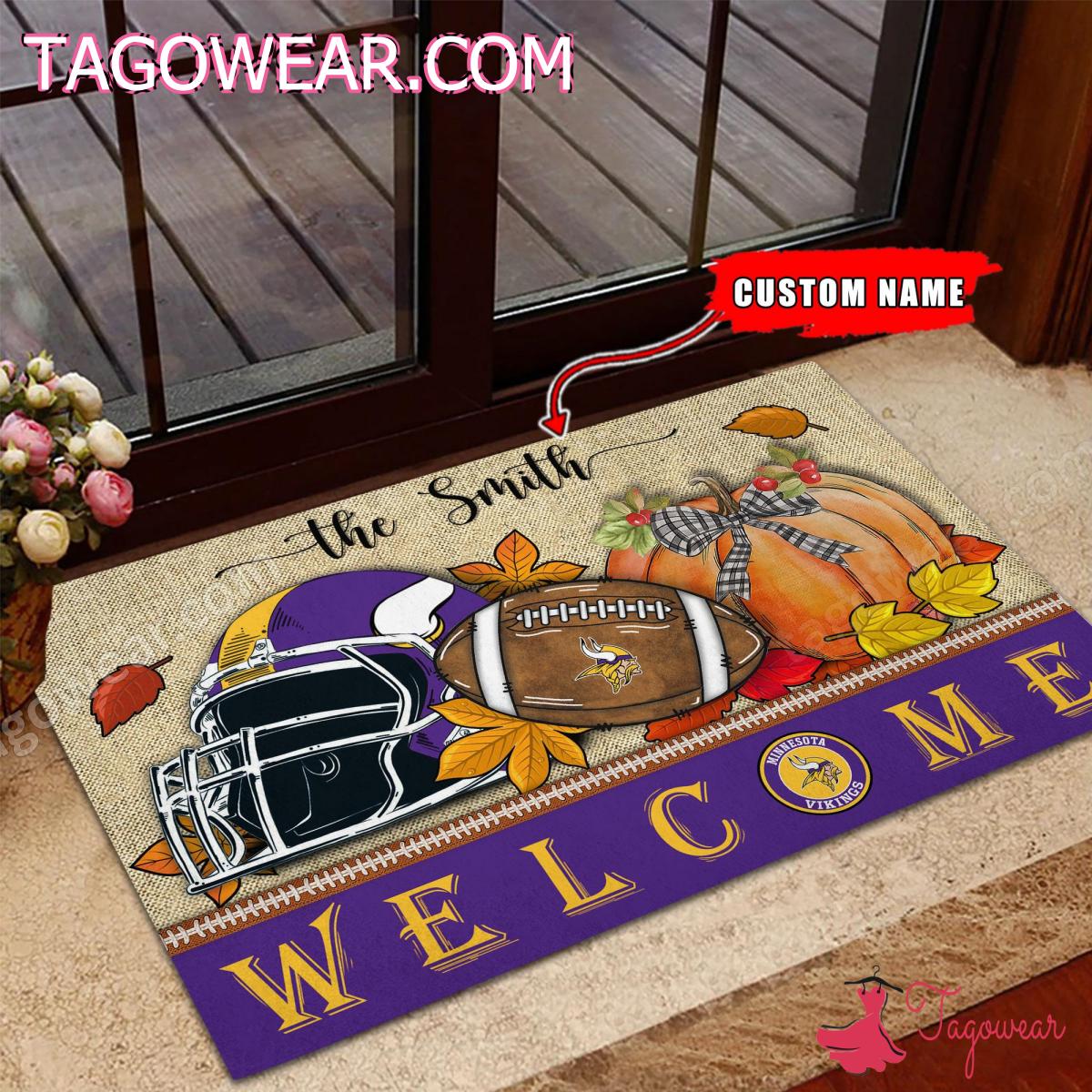 Minnesota Vikings Fall Welcome Personalized Doormat