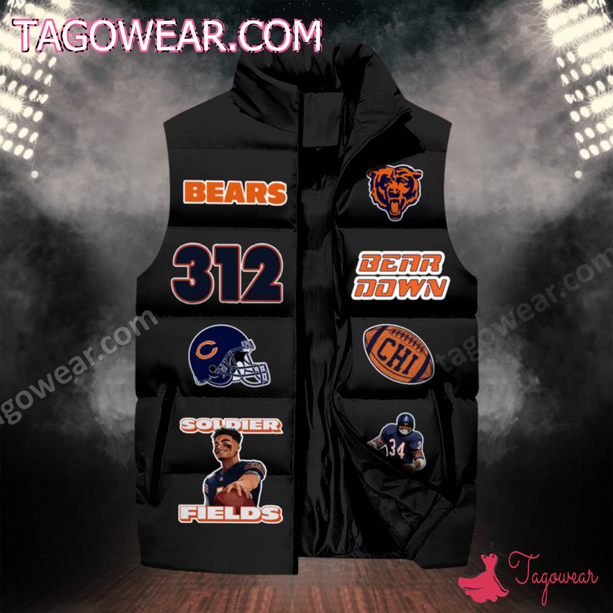 NFL Chicago Bears Skull For Life In Order To Win The Game Puffer Sleeveless Jacket a
