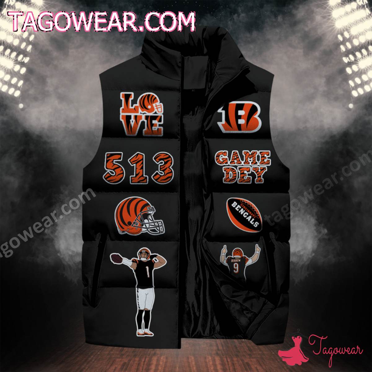 NFL Cincinnati Bengals Skull For Life In Order To Win The Game Puffer Sleeveless Jacket a