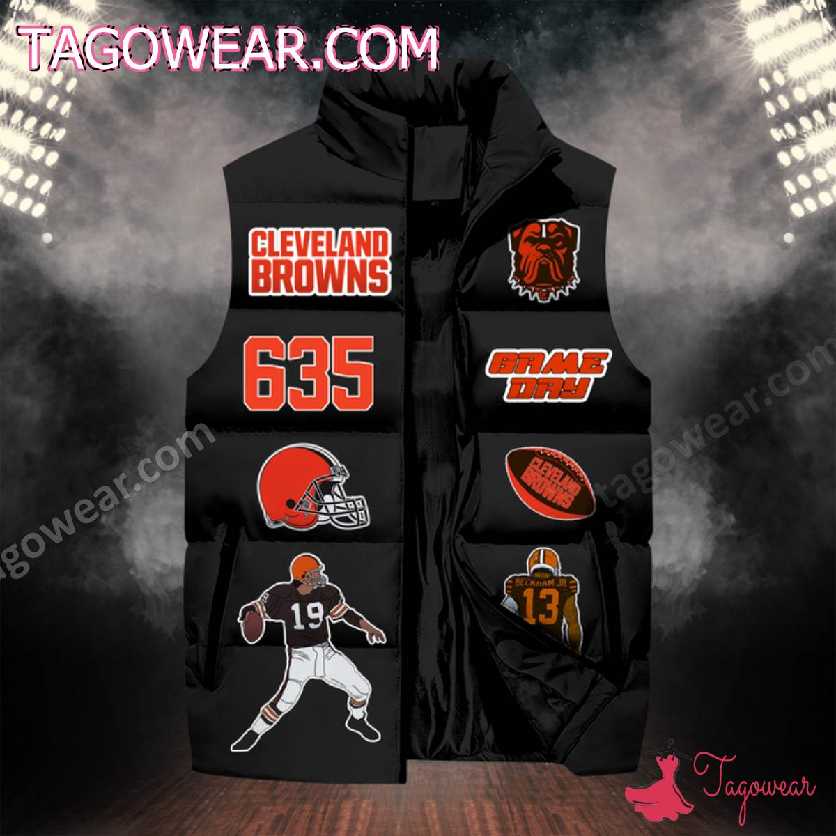 NFL Cleveland Browns Skull For Life In Order To Win The Game Puffer Sleeveless Jacket a
