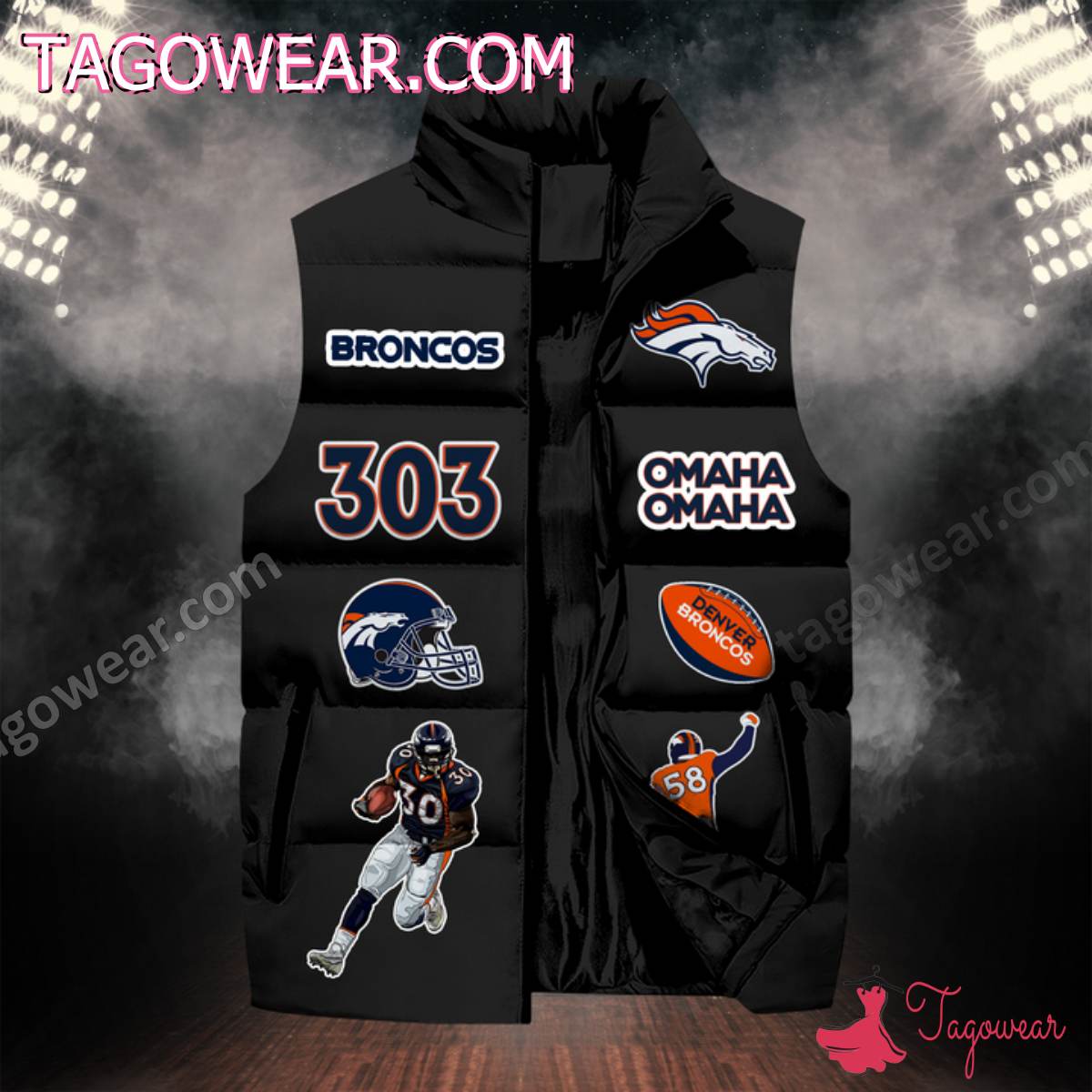 NFL Denver Broncos Skull For Life In Order To Win The Game Puffer Sleeveless Jacket a