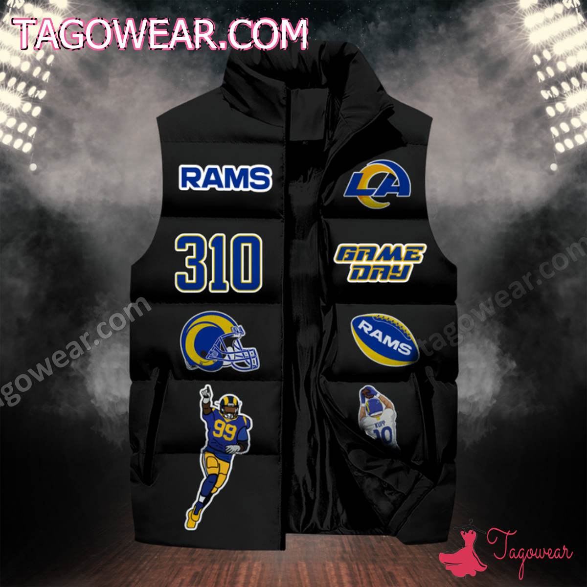 NFL Los Angeles Rams Skull For Life In Order To Win The Game Puffer Sleeveless Jacket a