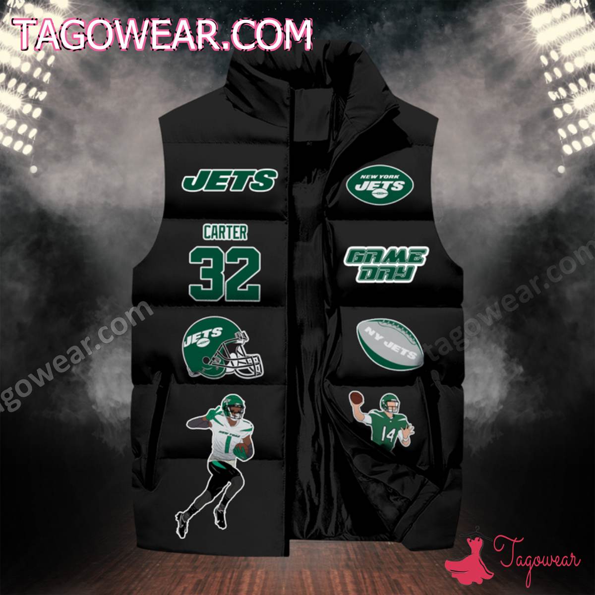 NFL New York Jets Skull For Life In Order To Win The Game Puffer Sleeveless Jacket a
