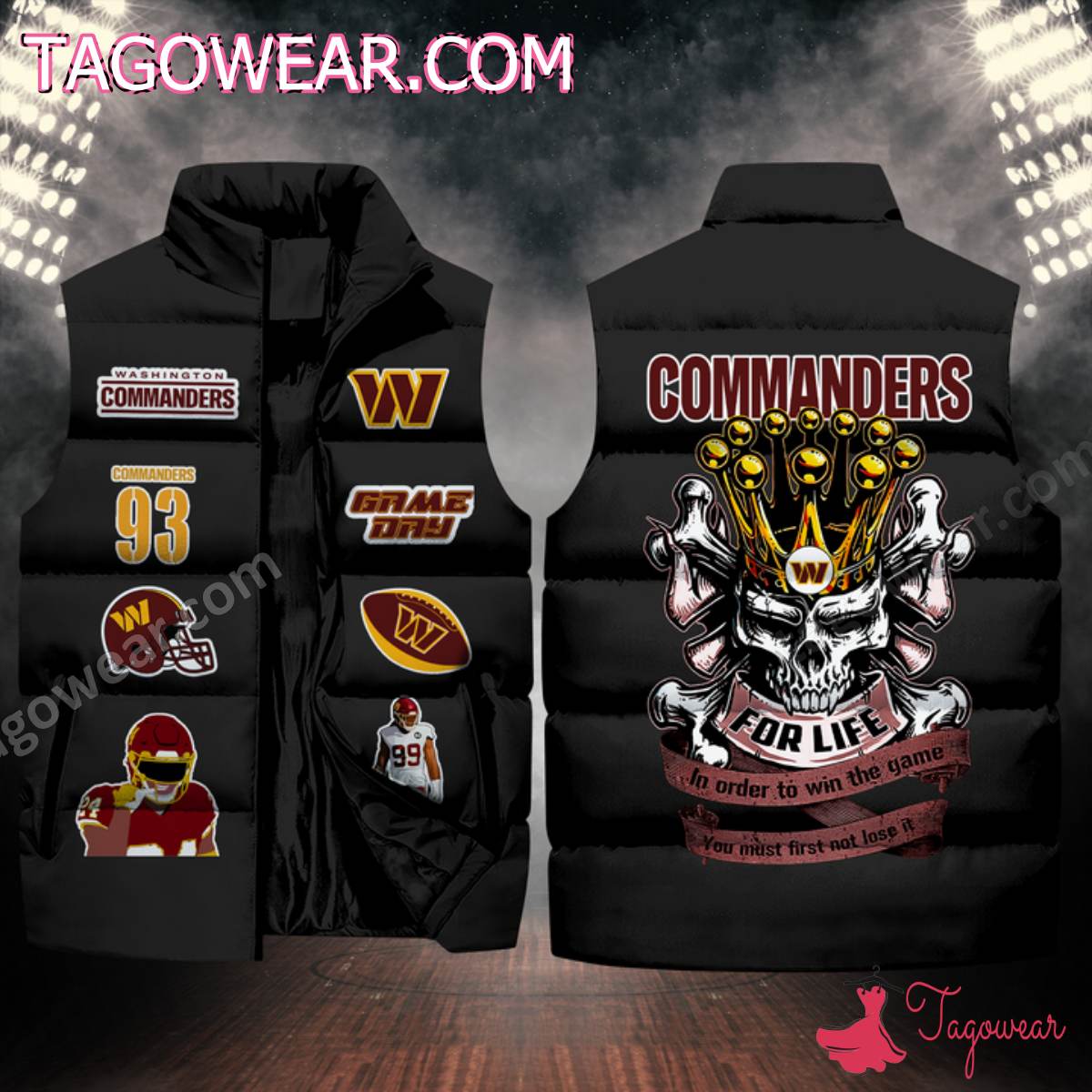NFL Washington Commanders Skull For Life In Order To Win The Game Puffer Sleeveless Jacket