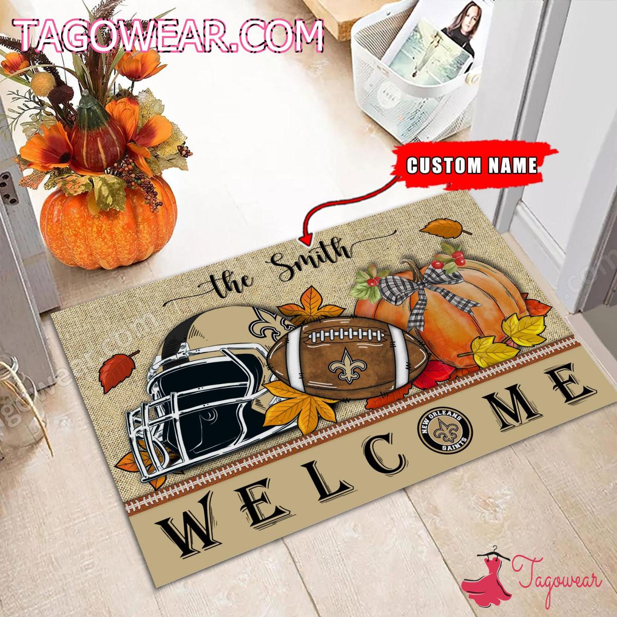 New Orleans Saints Fall Welcome Personalized Doormat a