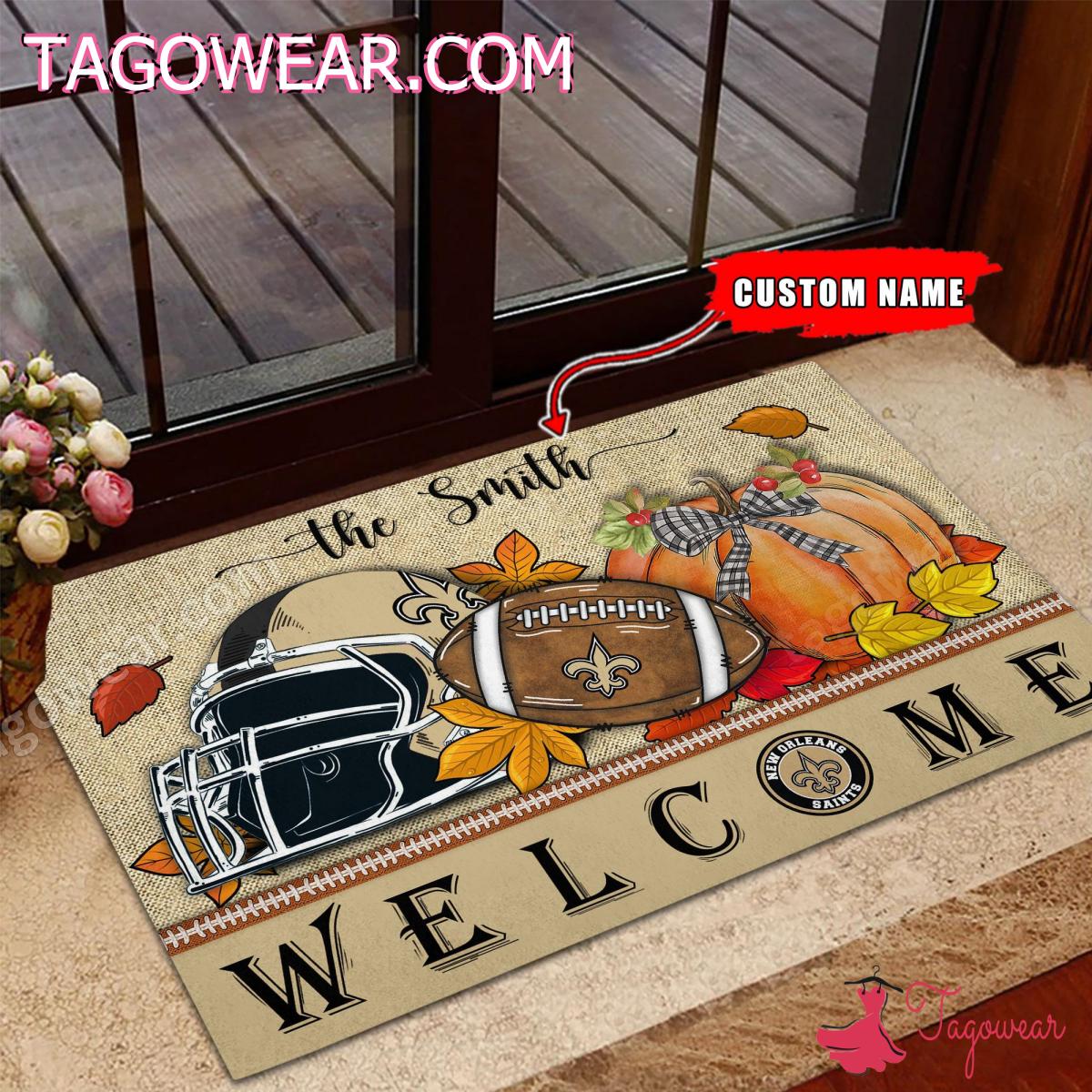 New Orleans Saints Fall Welcome Personalized Doormat