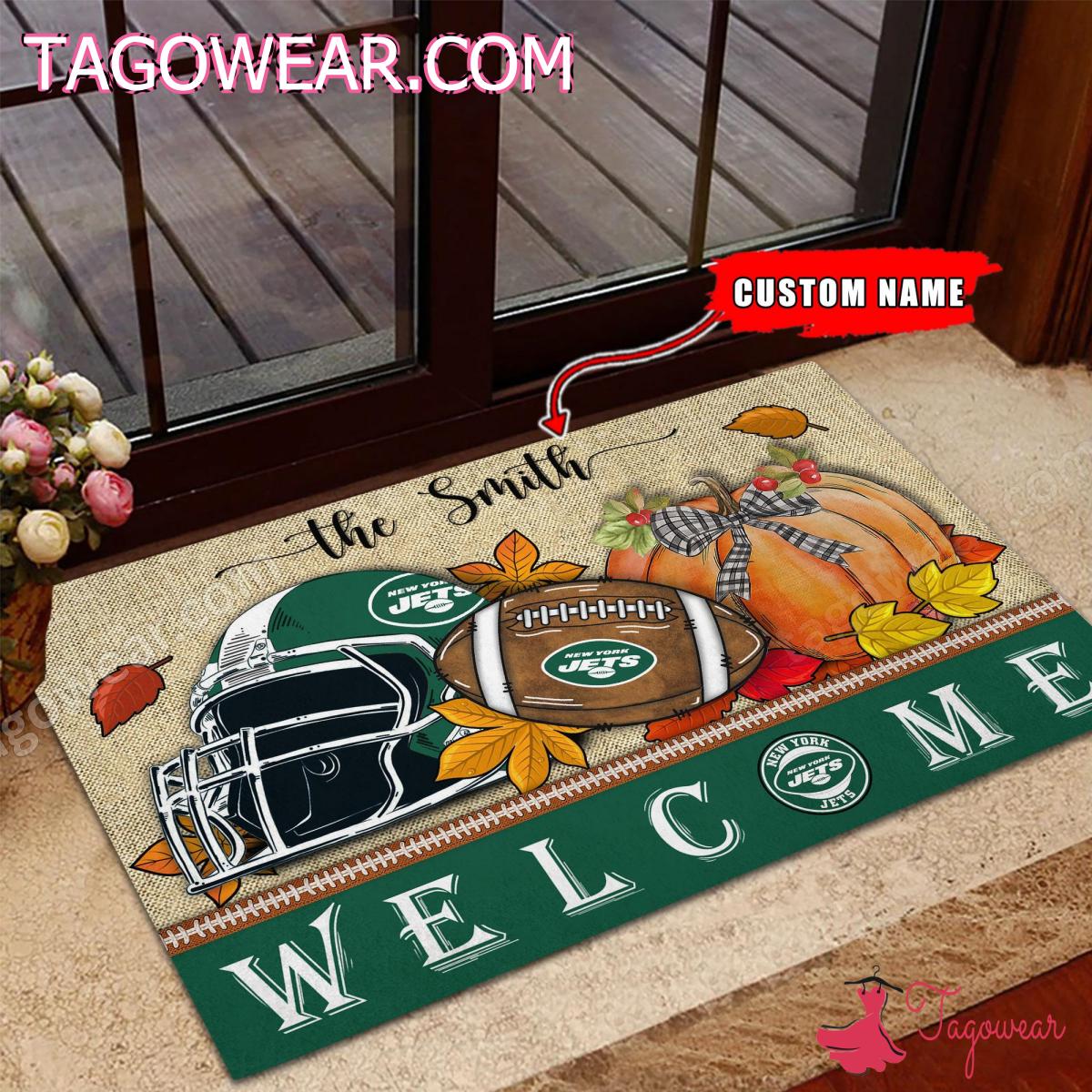 New York Jets Fall Welcome Personalized Doormat