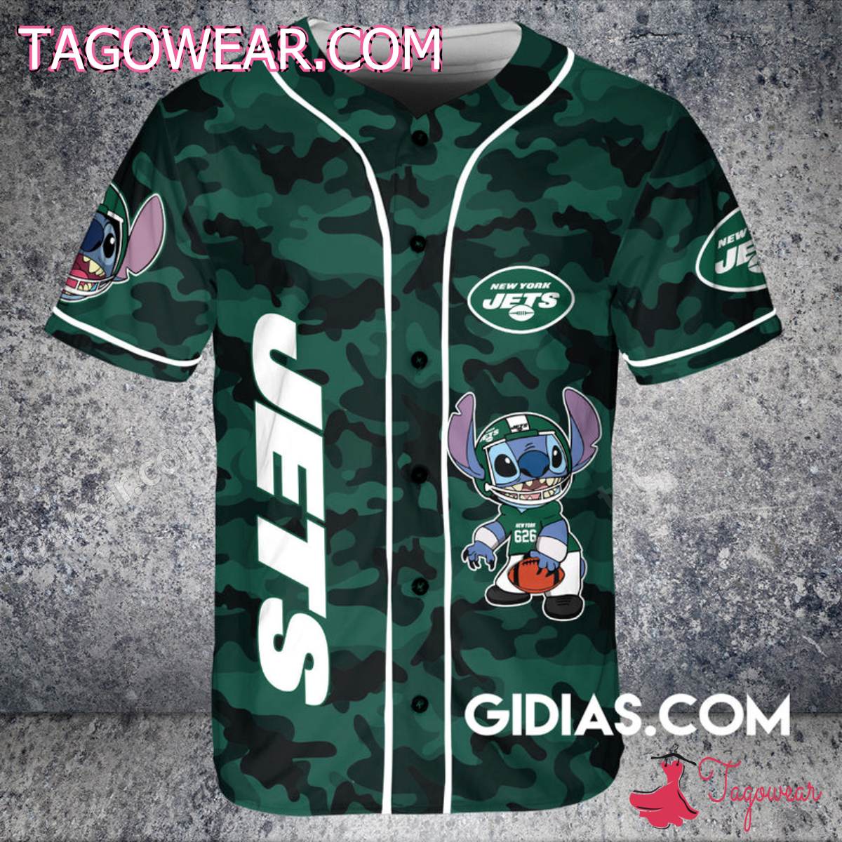 New York Jets Stitch Camouflage Personalized Baseball Jersey a