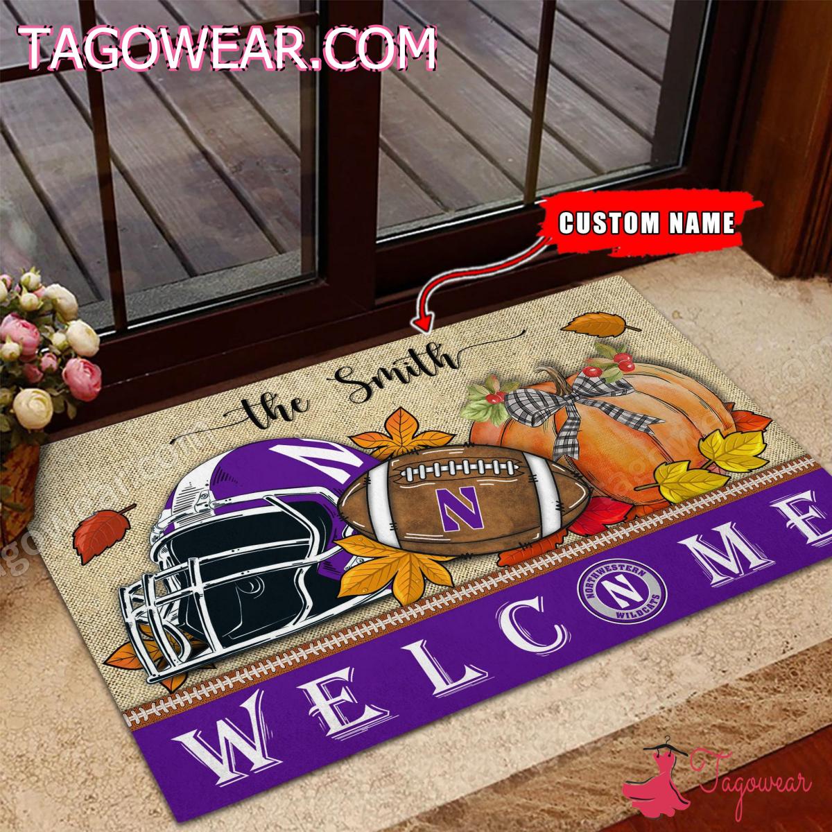 Northwestern Wildcats Fall Welcome Custom Doormat