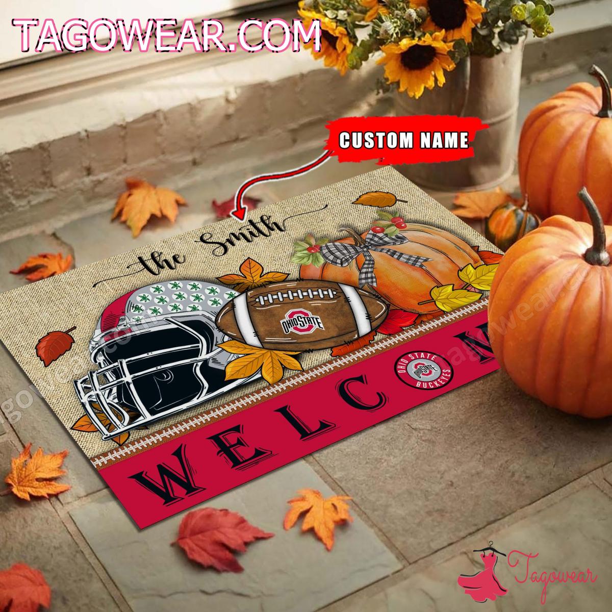 Ohio State Buckeyes Fall Welcome Personalized Doormat a