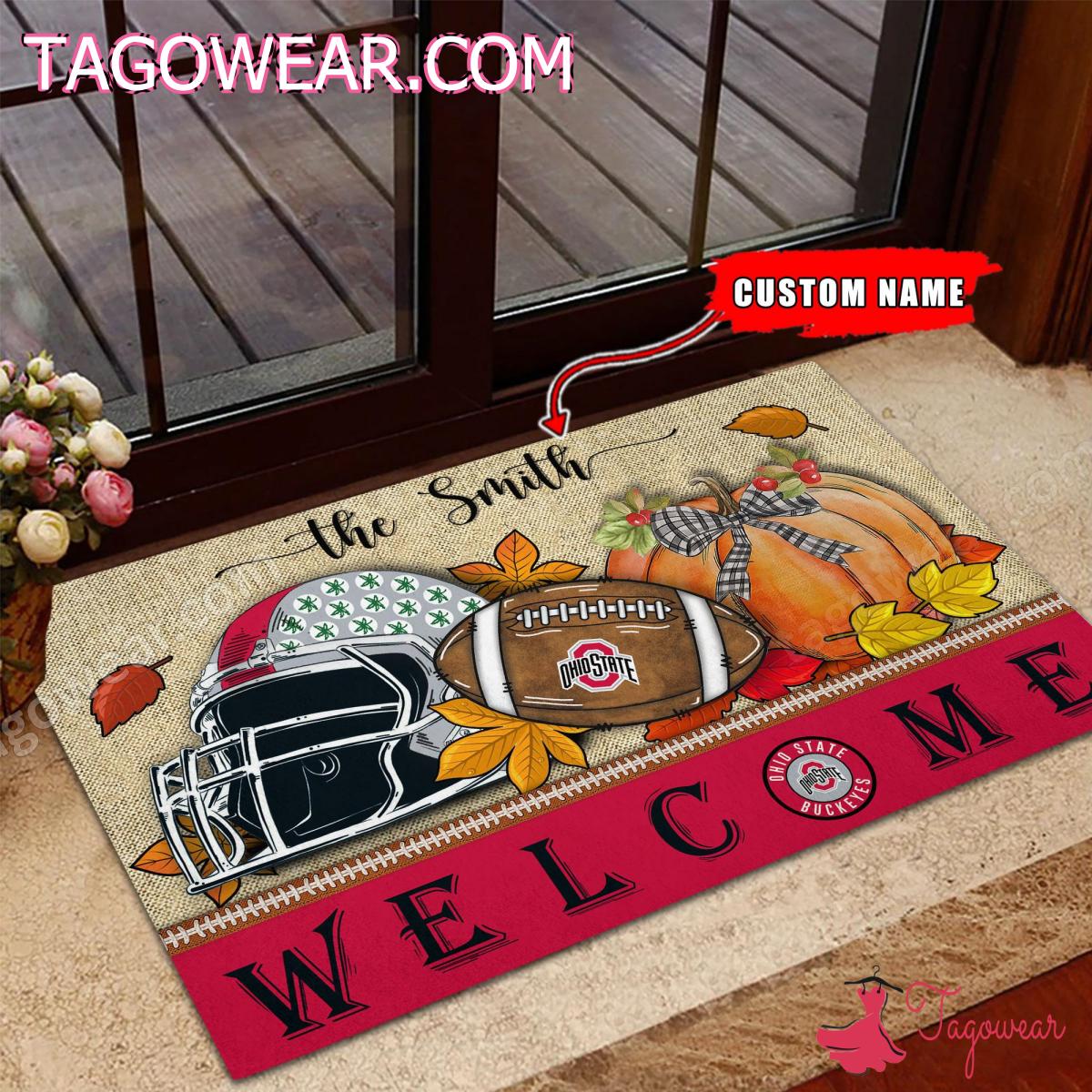 Ohio State Buckeyes Fall Welcome Personalized Doormat