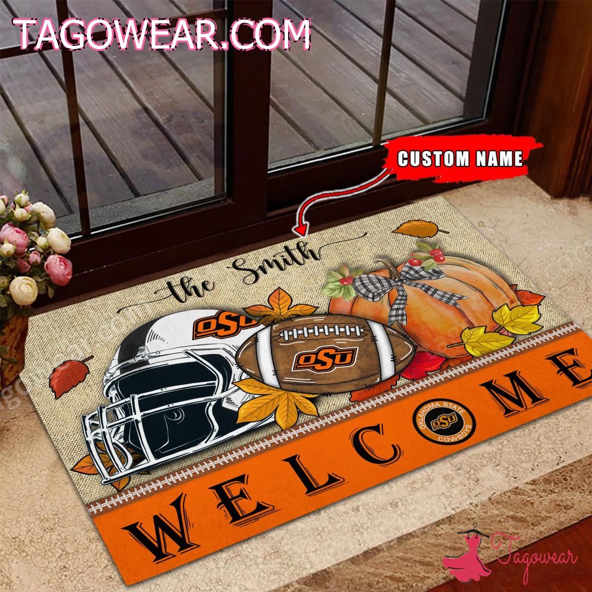 Oklahoma State Cowboys Fall Welcome Personalized Doormat