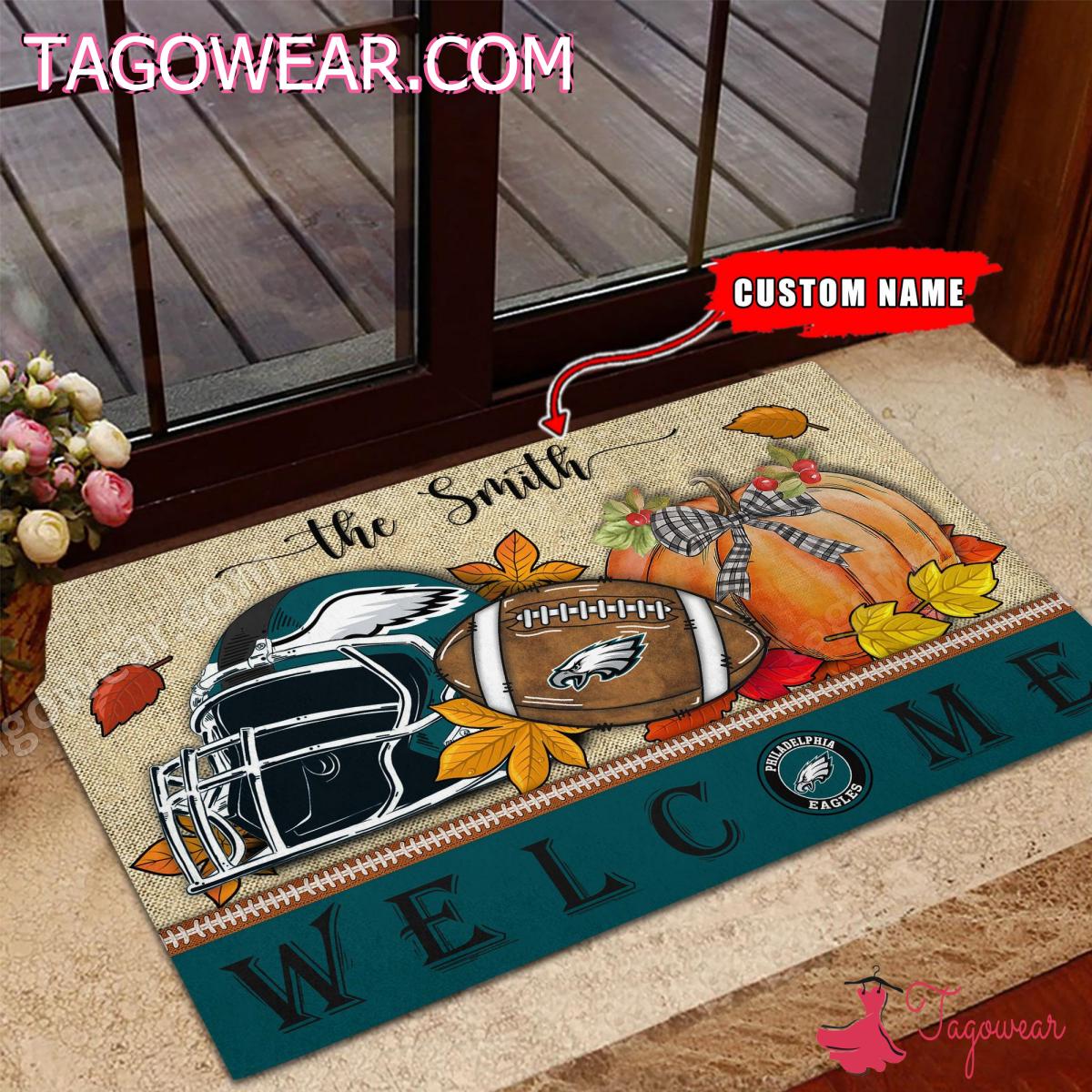 Philadelphia Eagles Fall Welcome Personalized Doormat