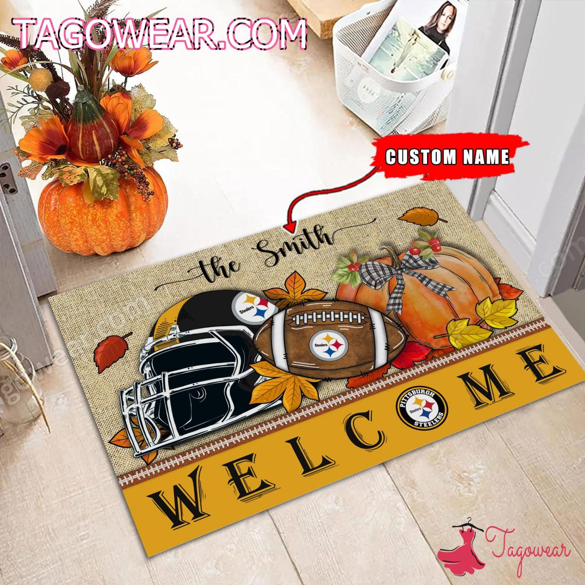 Pittsburgh Steelers Fall Welcome Personalized Doormat a