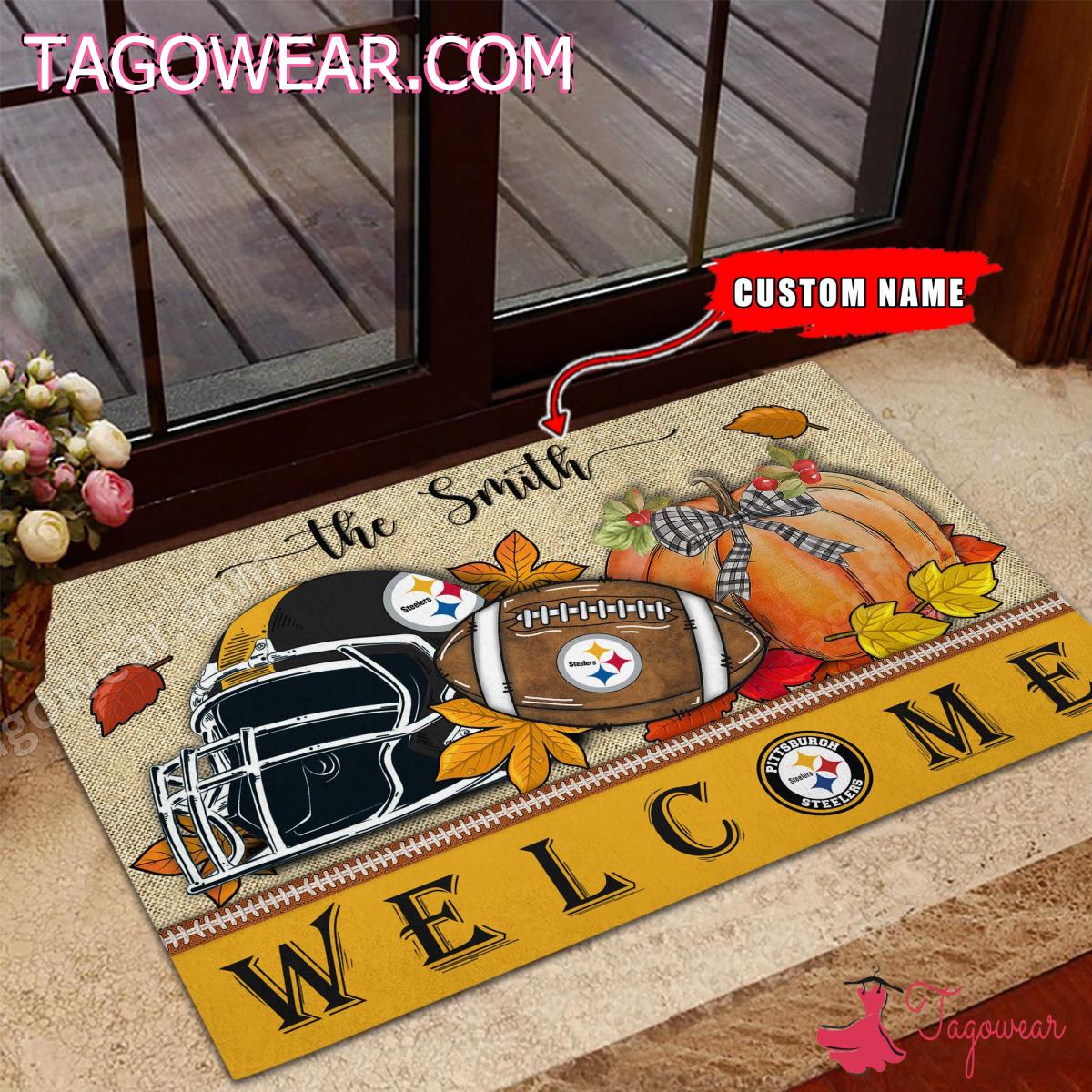 Pittsburgh Steelers Fall Welcome Personalized Doormat