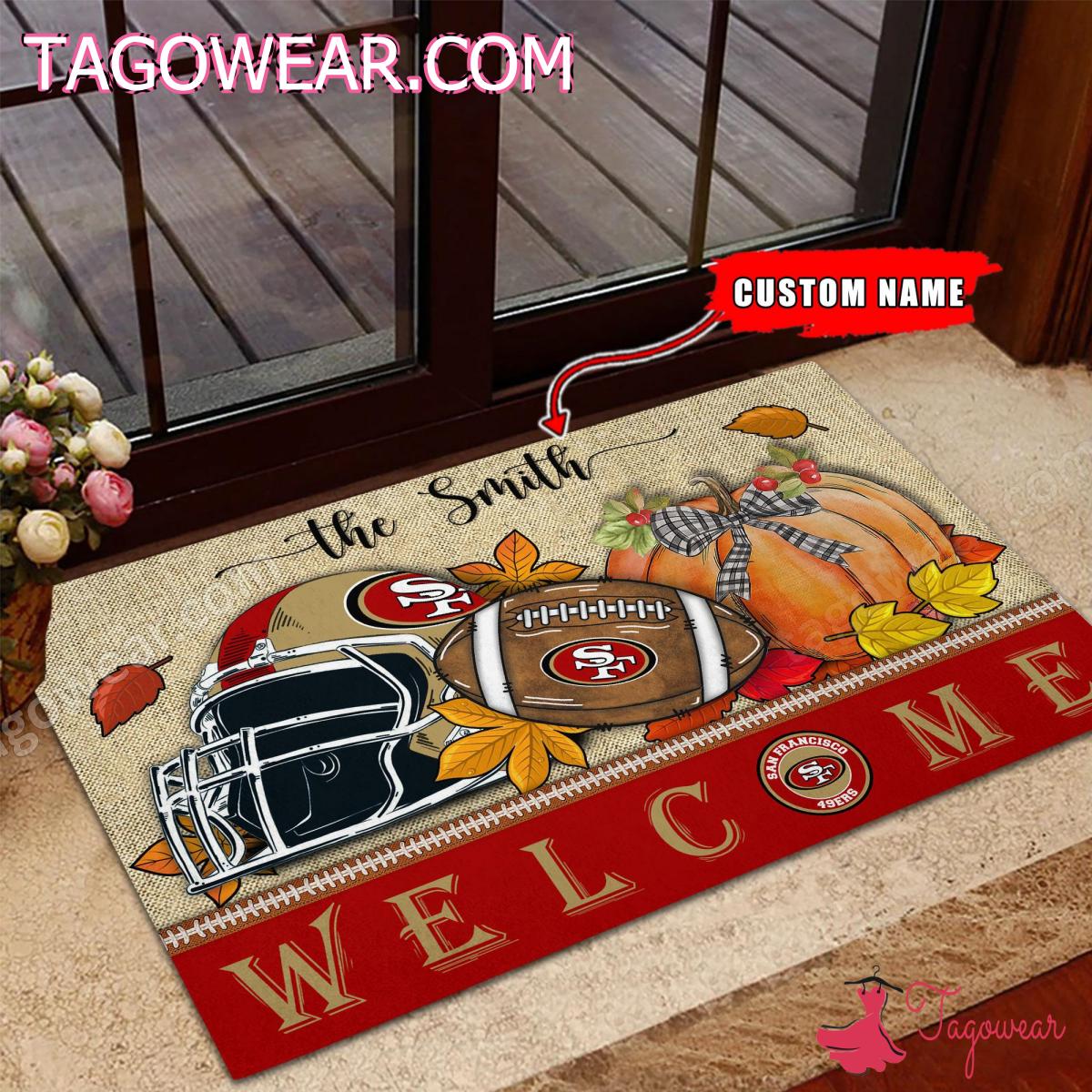 San Francisco 49ers Fall Welcome Personalized Doormat