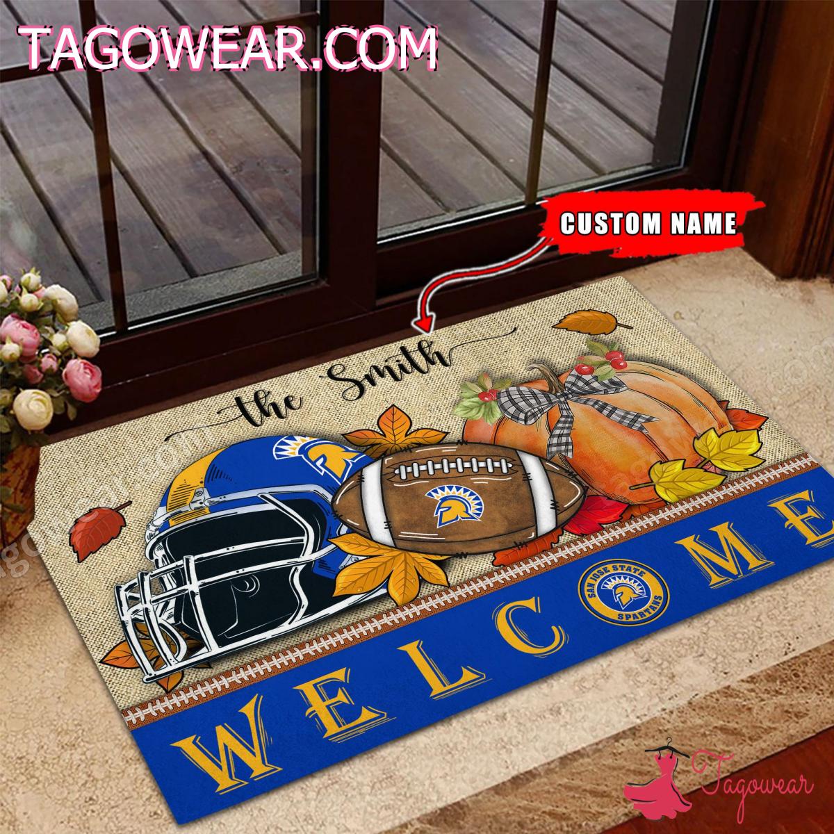 San Jose State Spartans Fall Welcome Personalized Doormat
