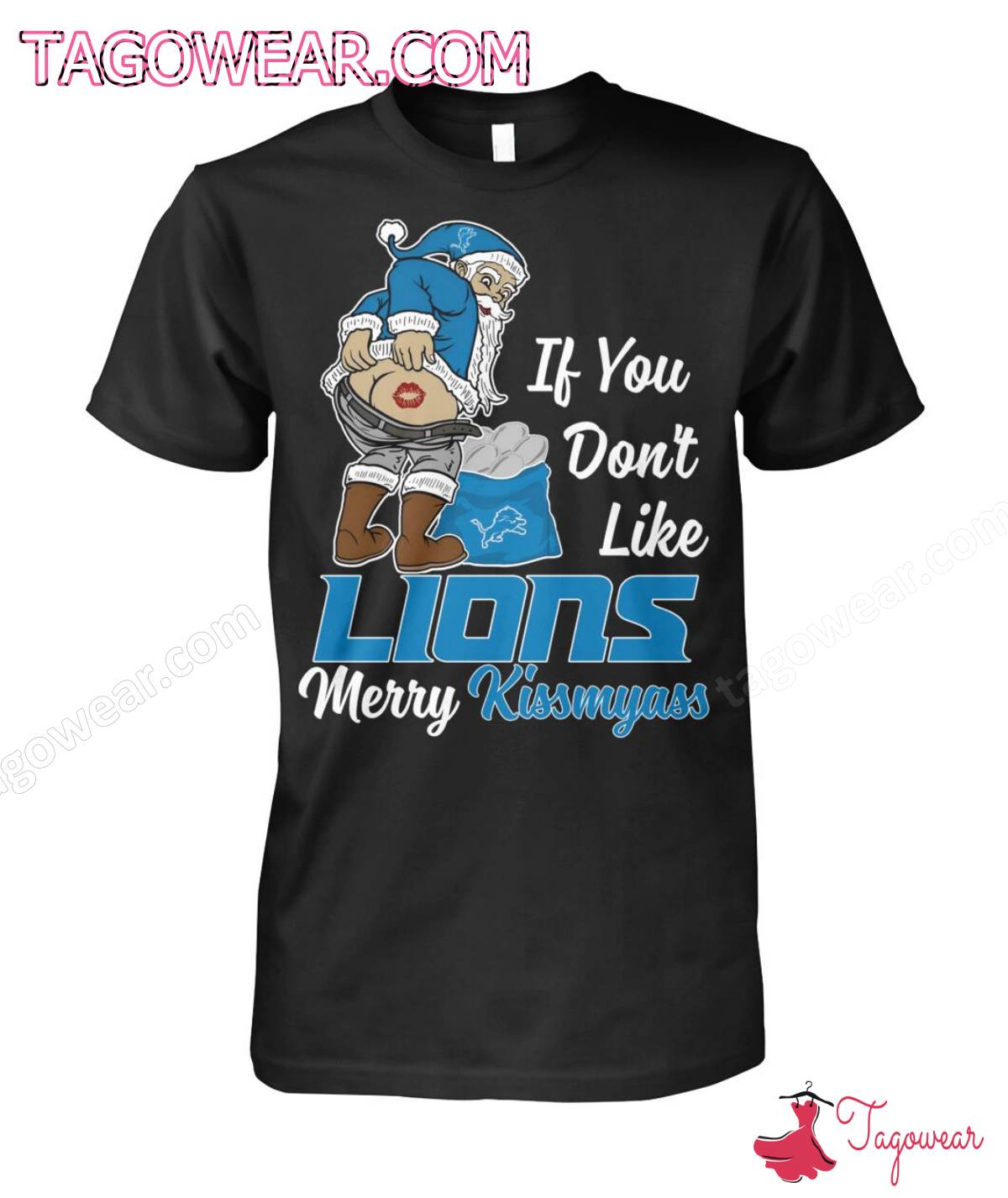 Santa Claus If You Don't Like Detroit Lions Merry Kissmyass Shirt