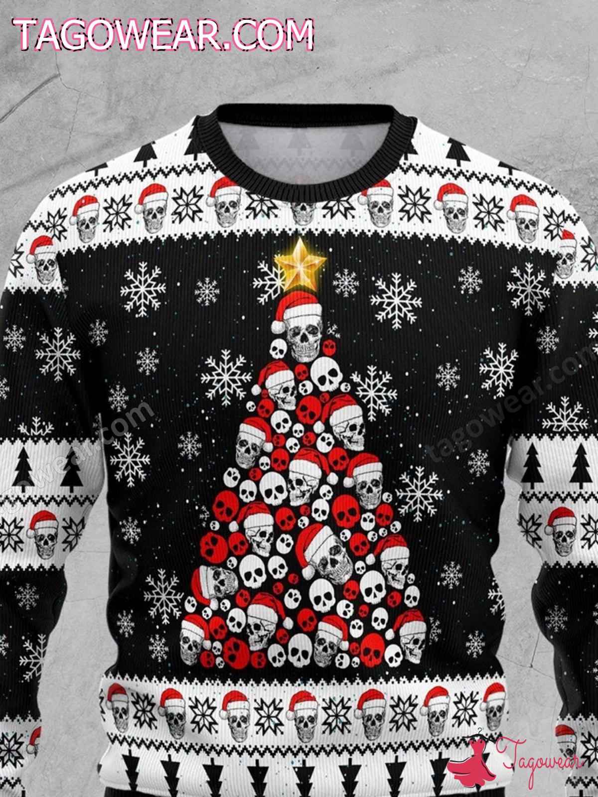 Skull Christmas Tree Ugly Christmas Sweater a