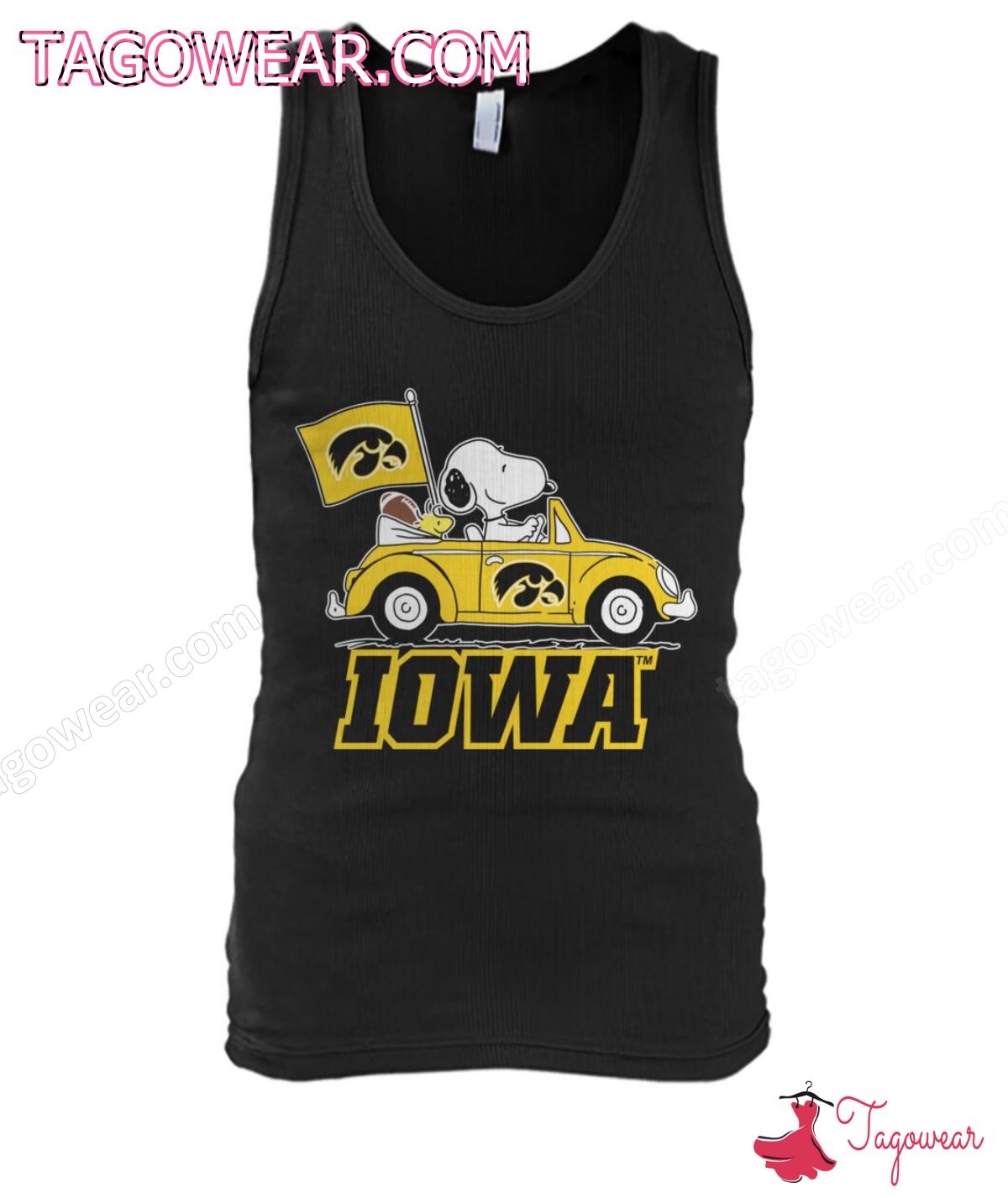 Snoopy And Woodstock Driving Car Iowa Hawkeyes Shirt, Hoodie x