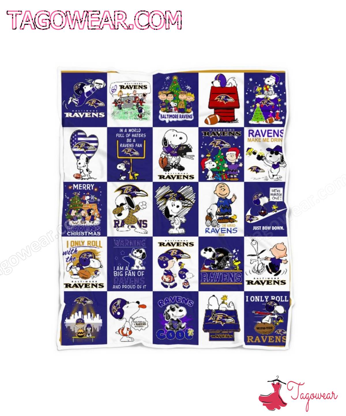 Snoopy Love Baltimore Ravens Football Blanket
