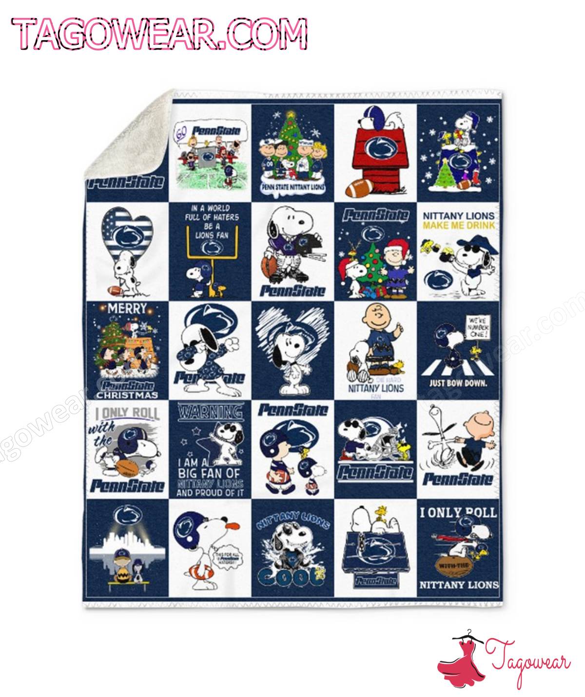 Snoopy Love Penn State Football Blanket a