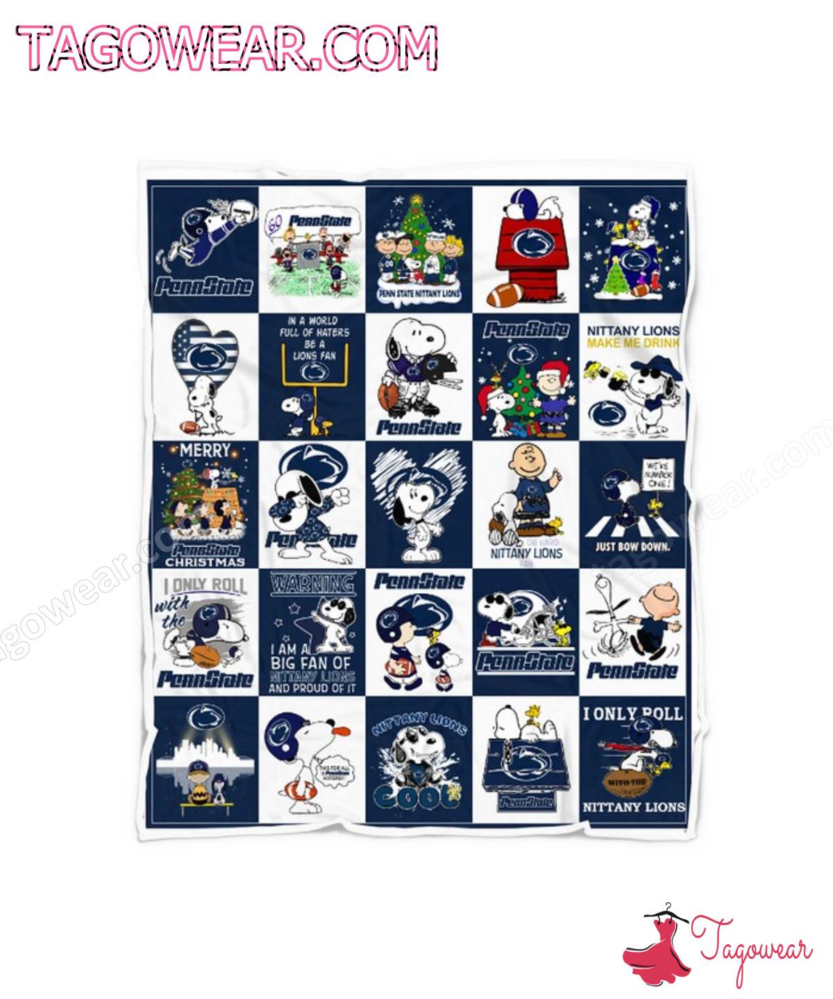Snoopy Love Penn State Football Blanket
