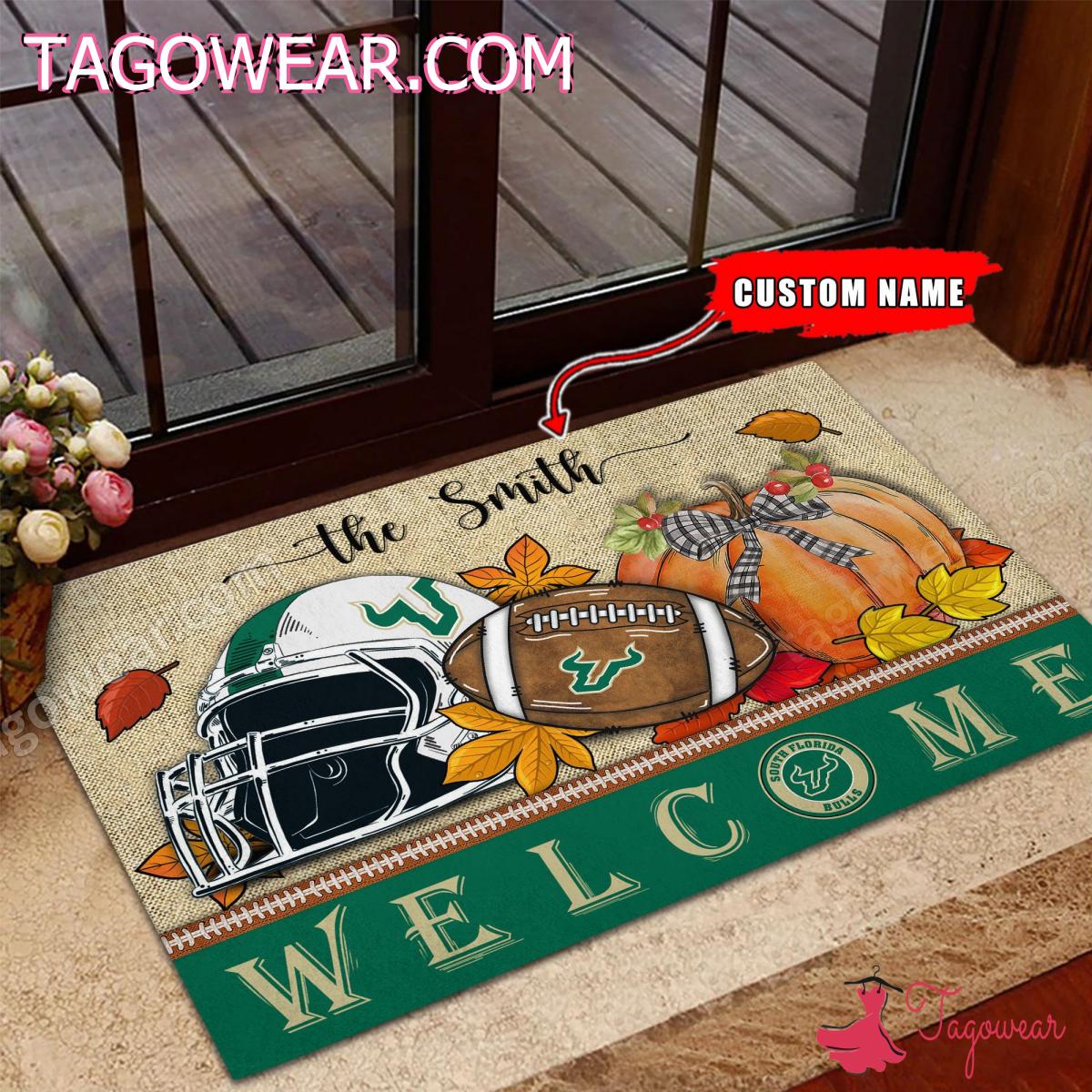 South Florida Bulls Fall Welcome Personalized Doormat