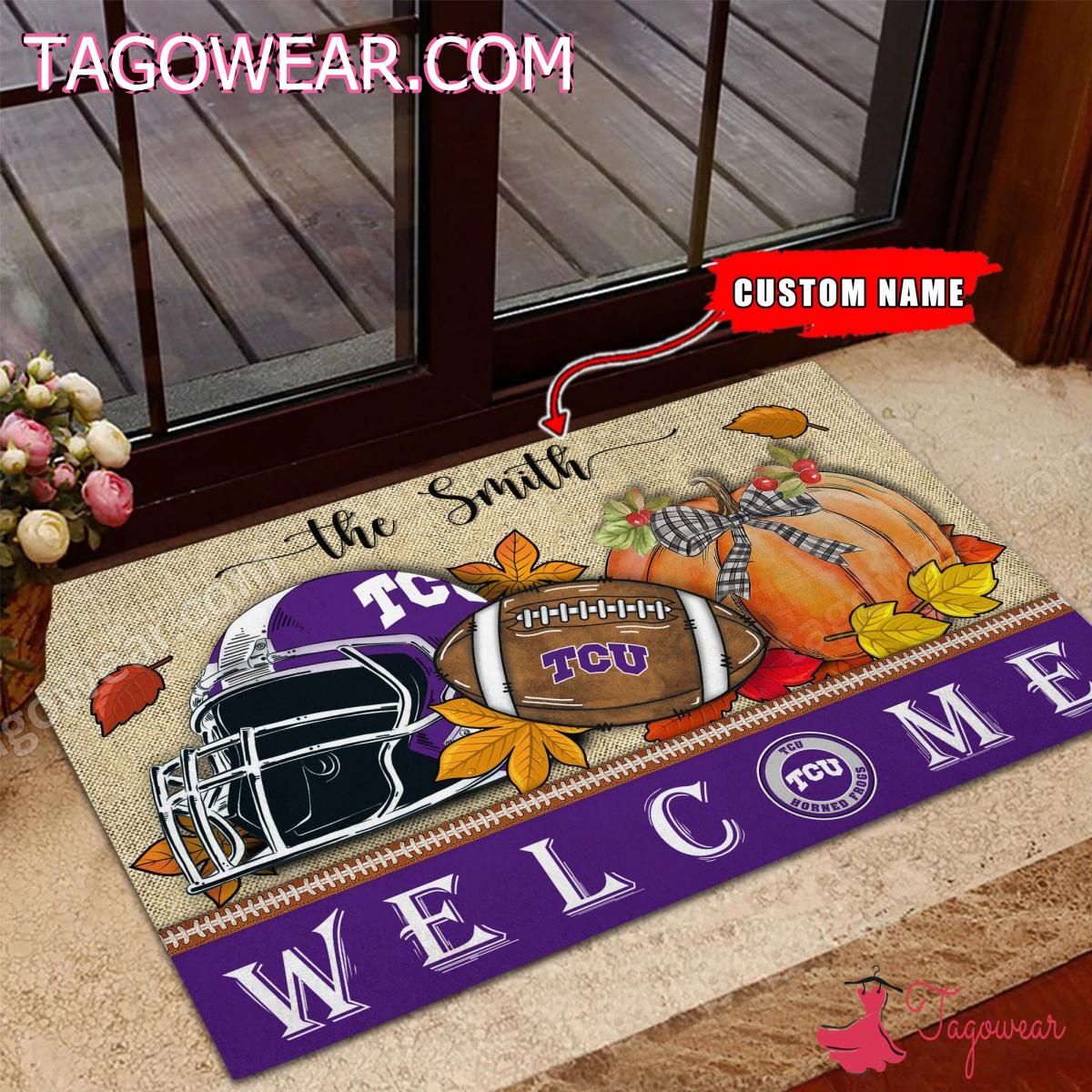 TCU Horned Frogs Fall Welcome Personalized Doormat