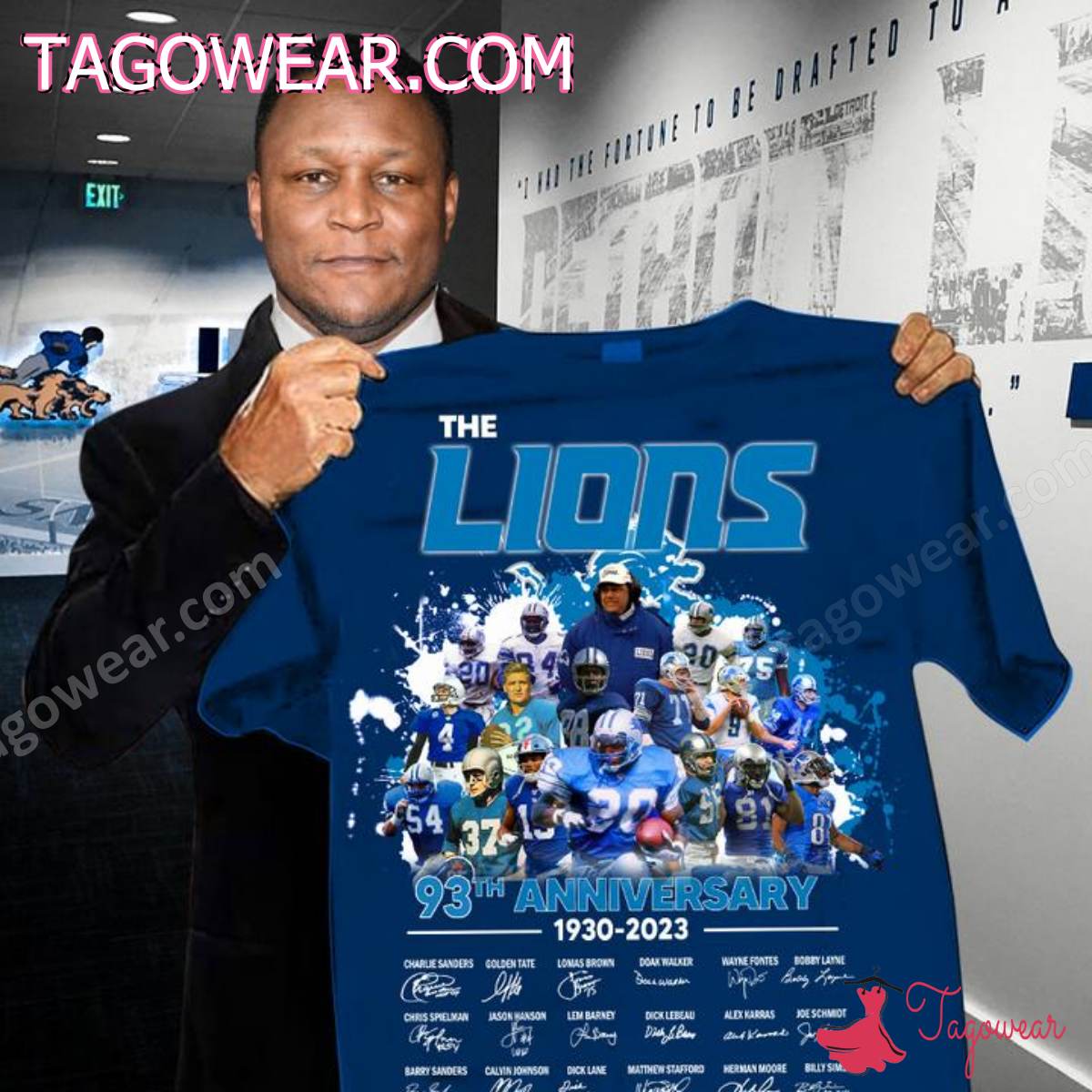 The Detroit Lions 93th Anniversary 1930-2023 Signatures Thank You For The Memories Shirt