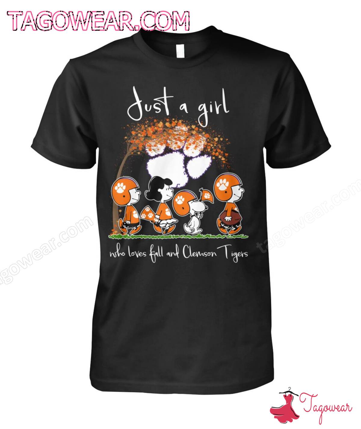 The Peanuts Just A Girl Who Loves Fall And Clemson Tigers Shirt
