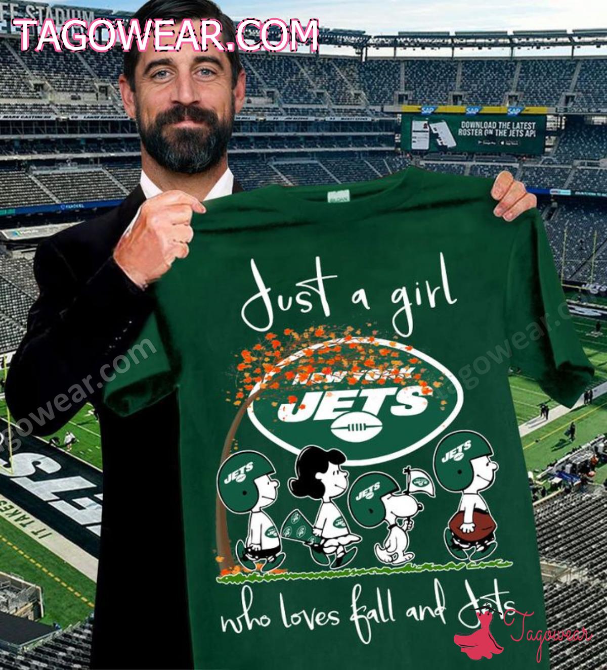 The Peanuts Just A Girl Who Loves Fall And New York Jets Shirt